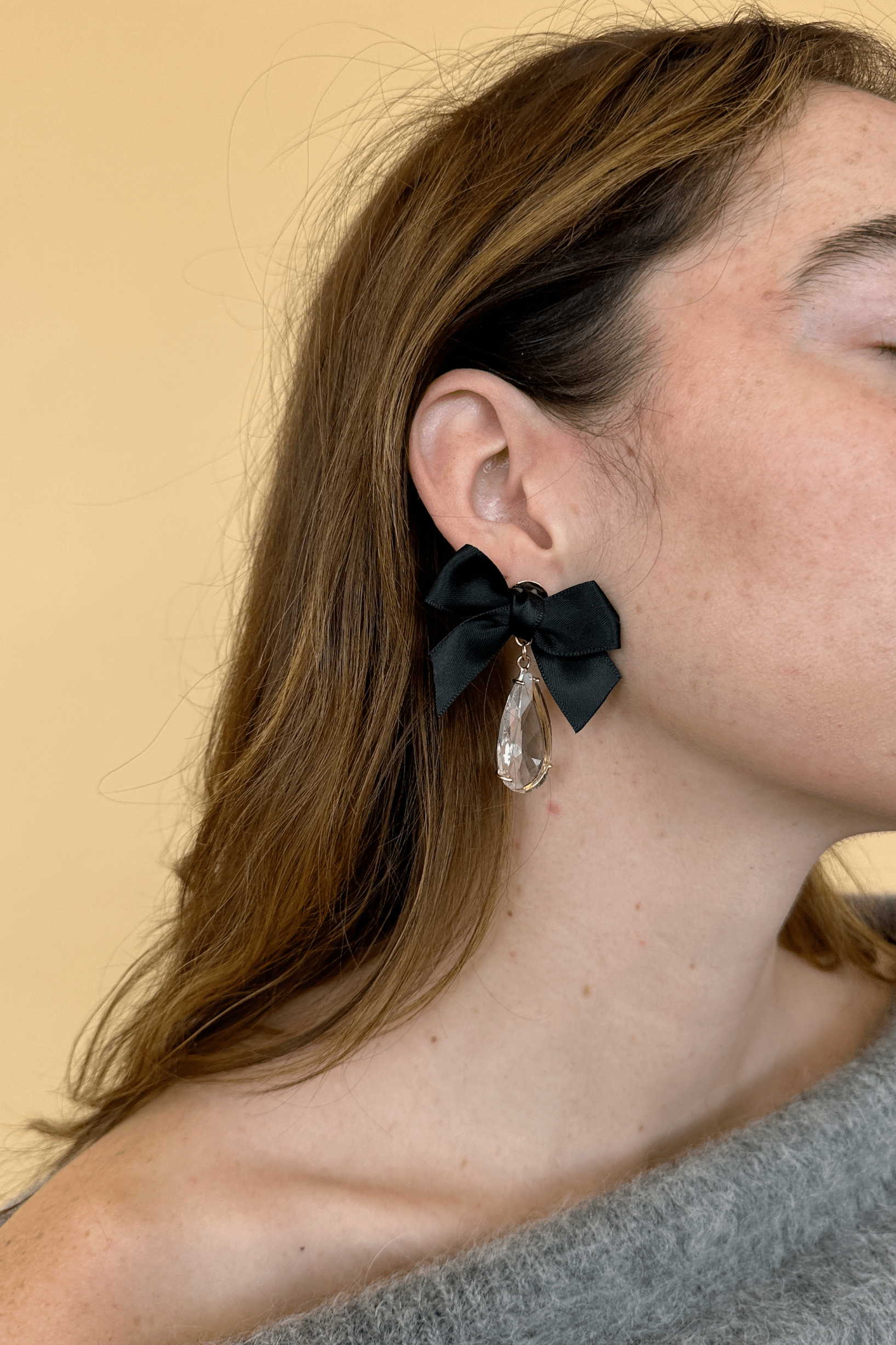 Bow Drop Crystal Earrings