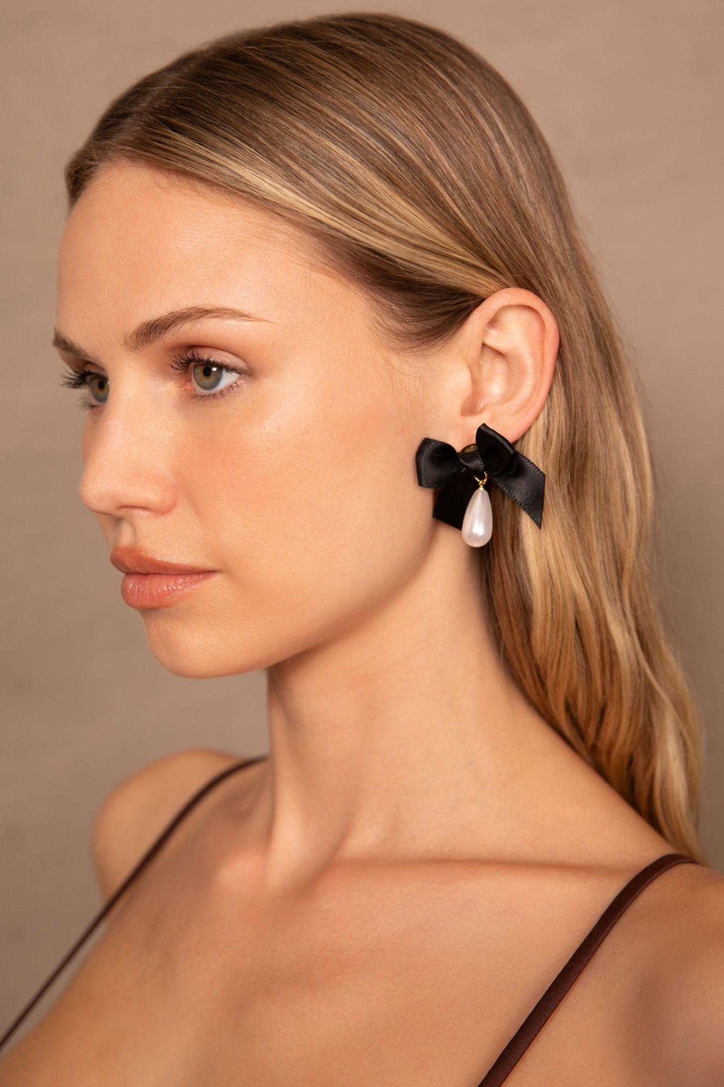 Bow Drop Pearl Earrings