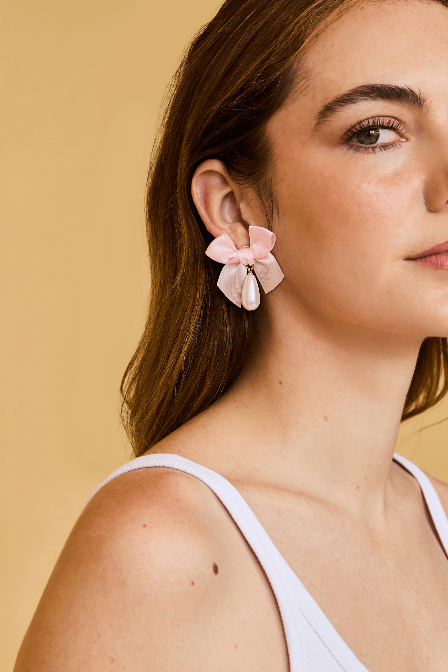 Bow Drop Pearl Earrings