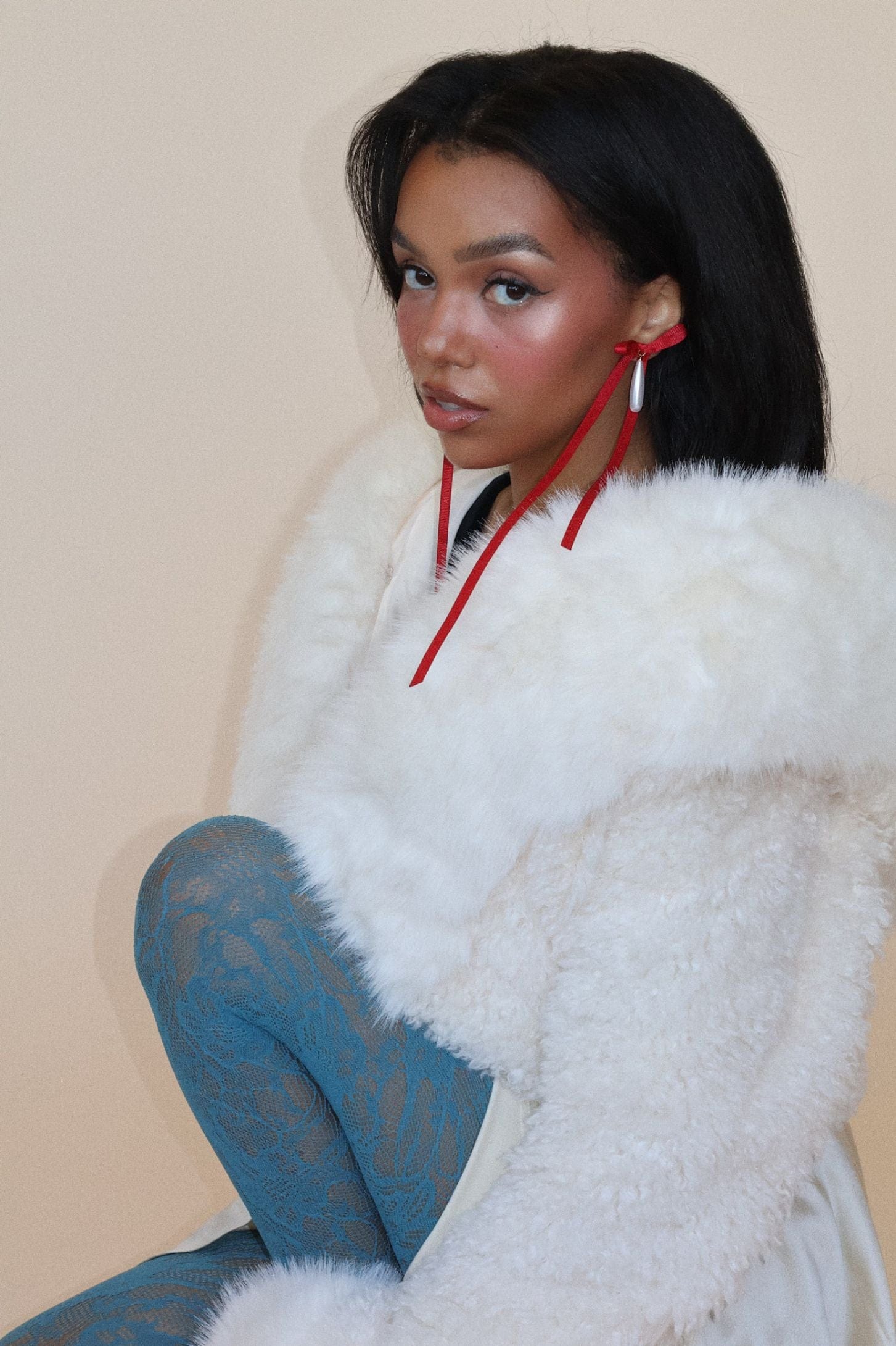 Long Bow Drop Pendant Earrings