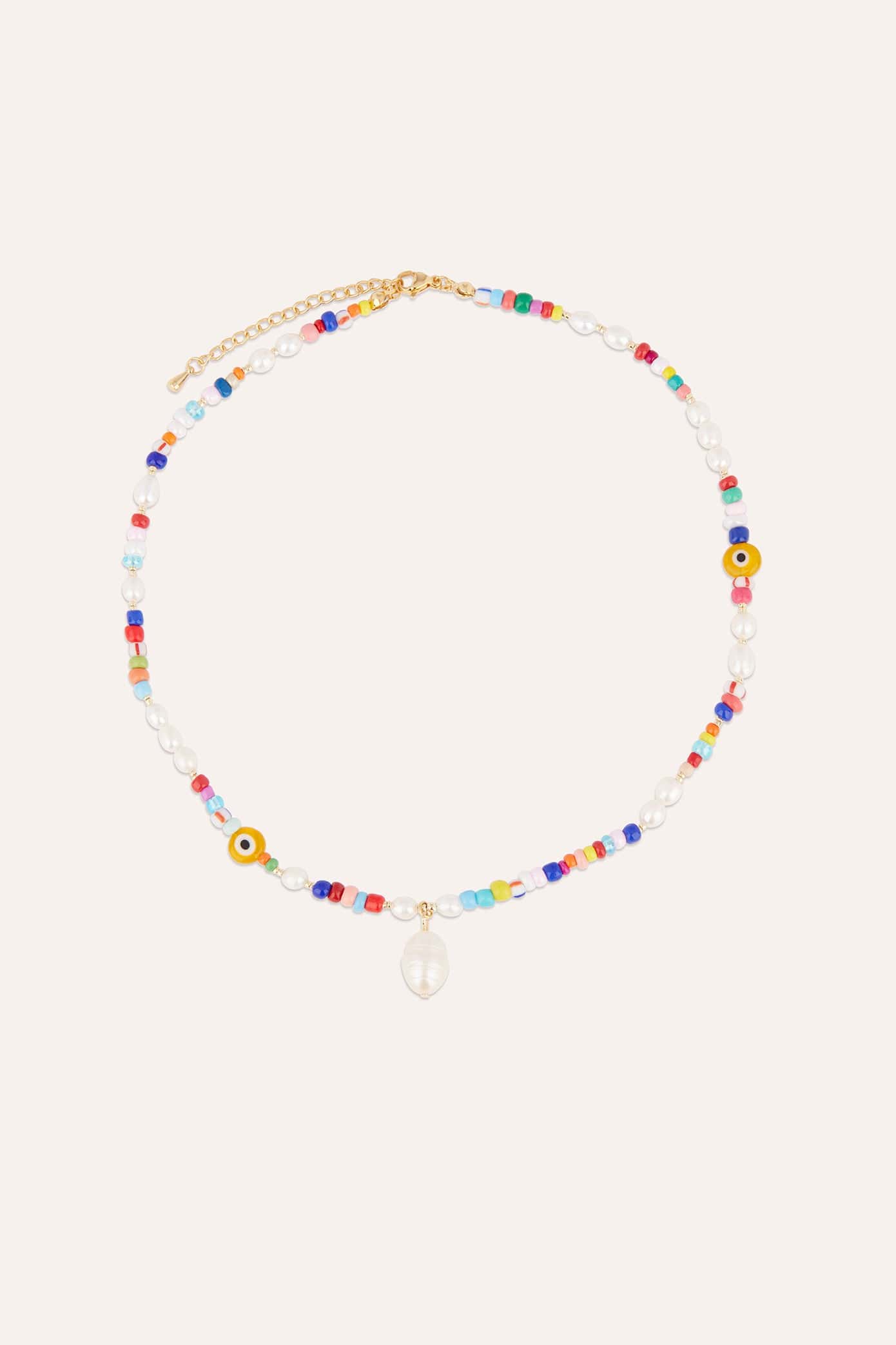 Beaded Pearl Drop Necklace