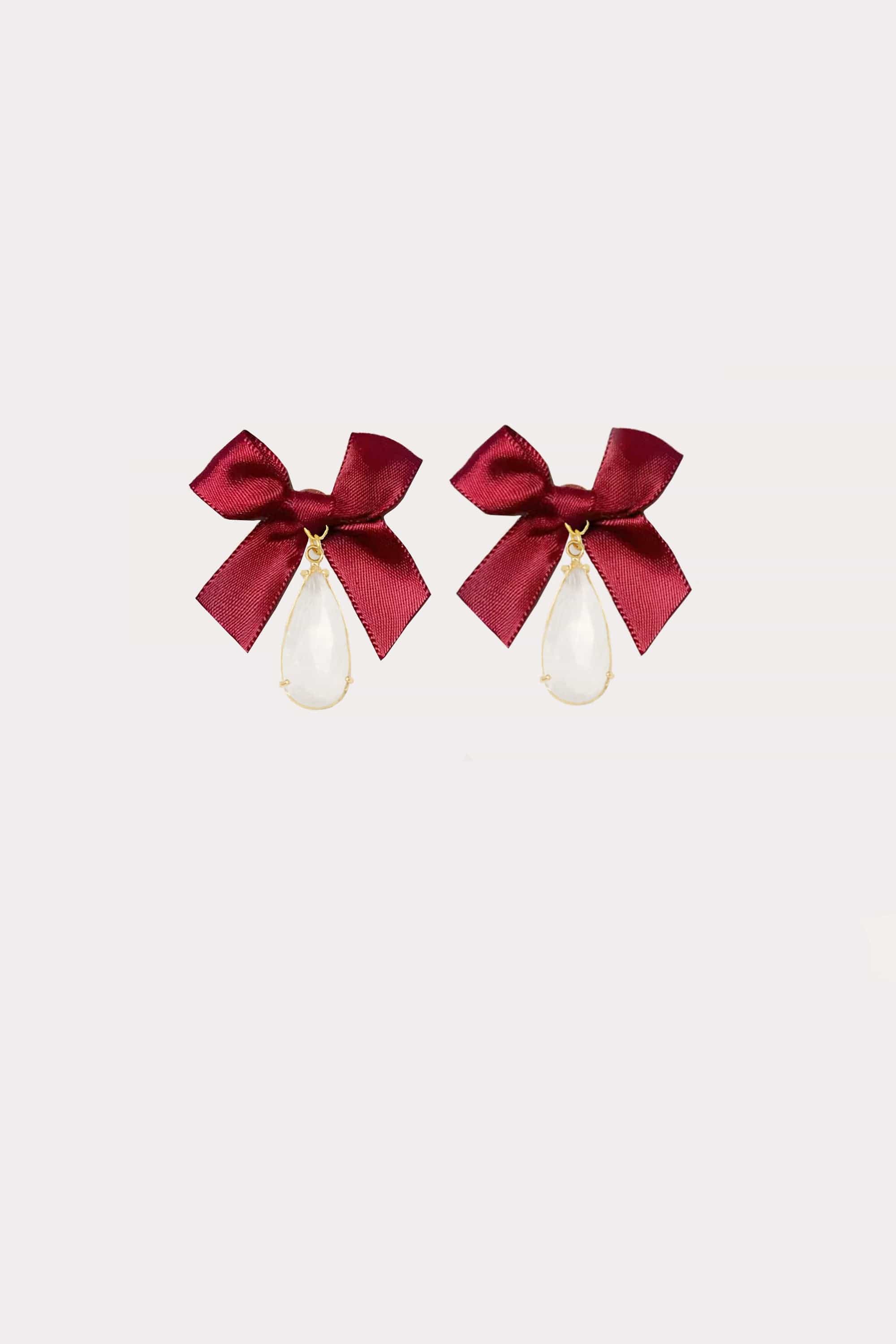 Bow Drop Crystal Earrings