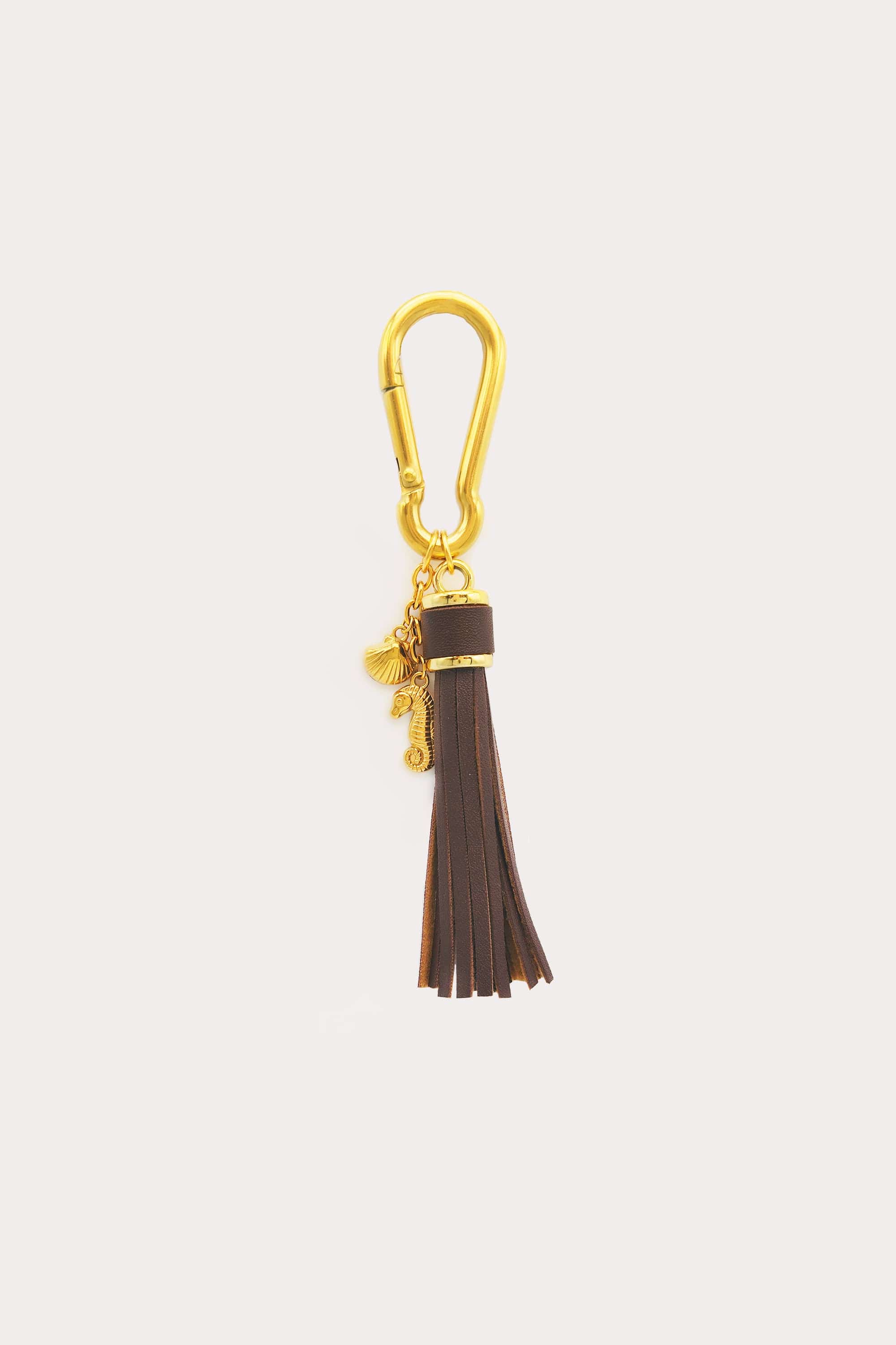 Seahorse Leather Tassel Charm Keychain