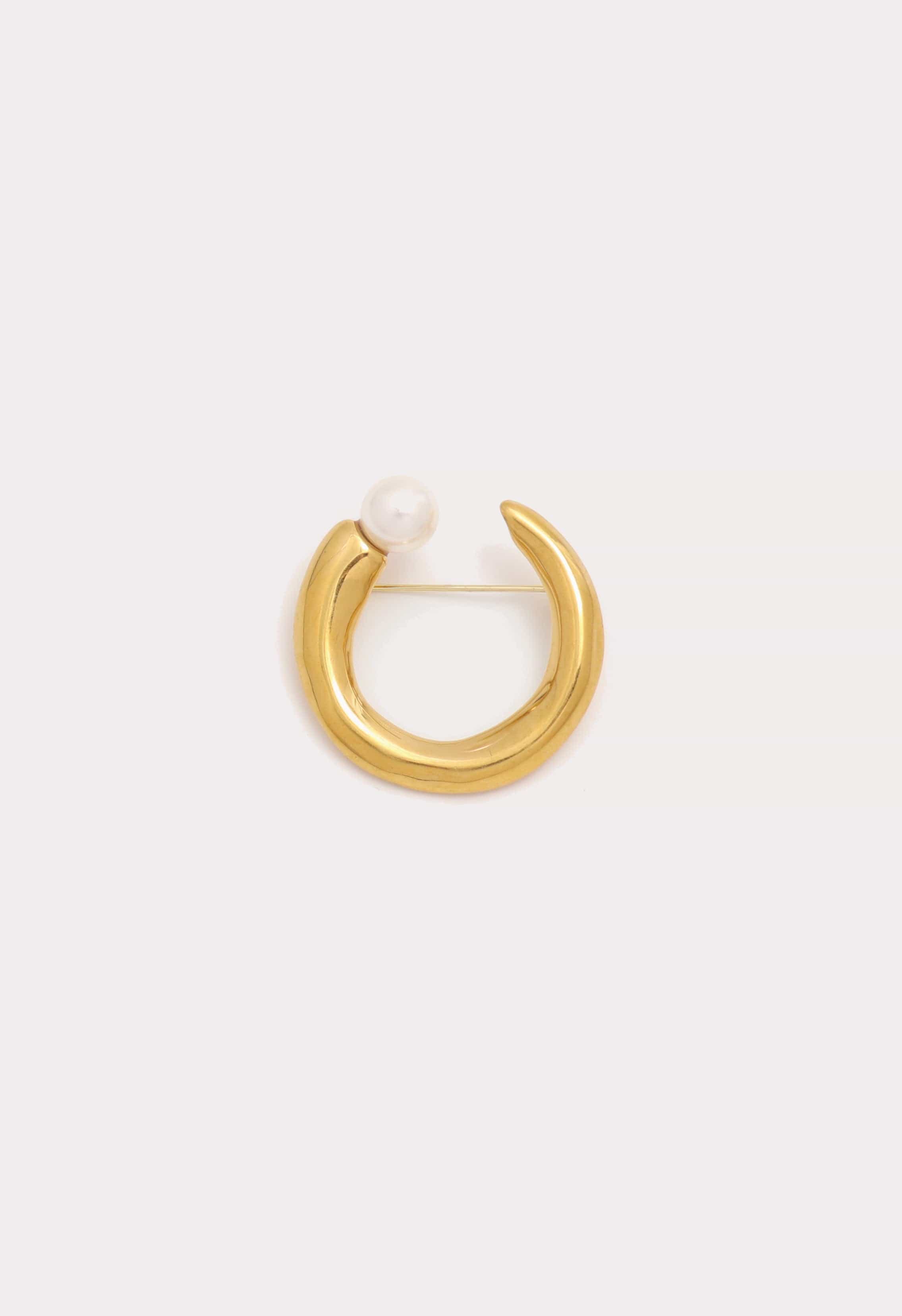 Crescent Pearl Brooch