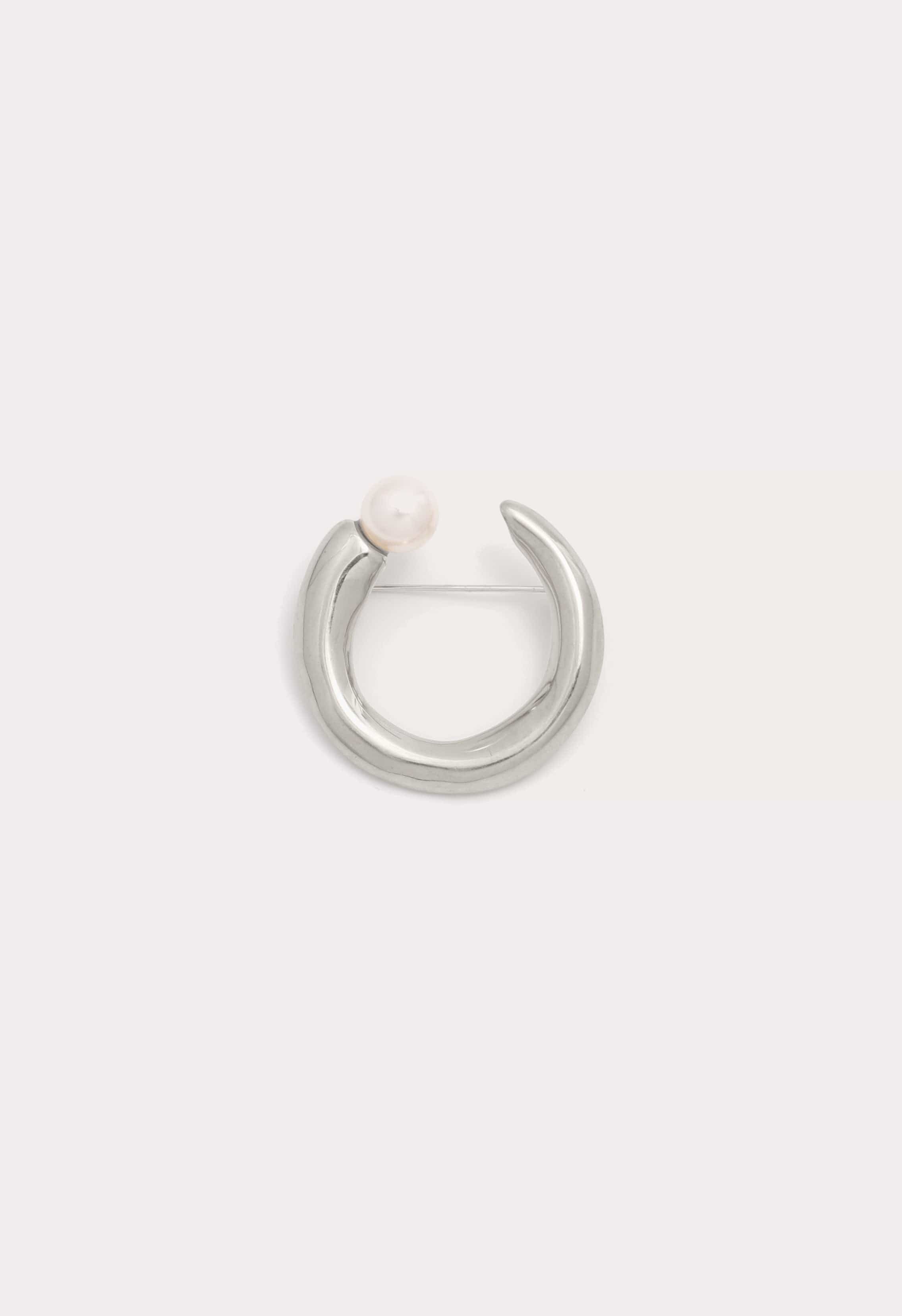 Crescent Pearl Brooch