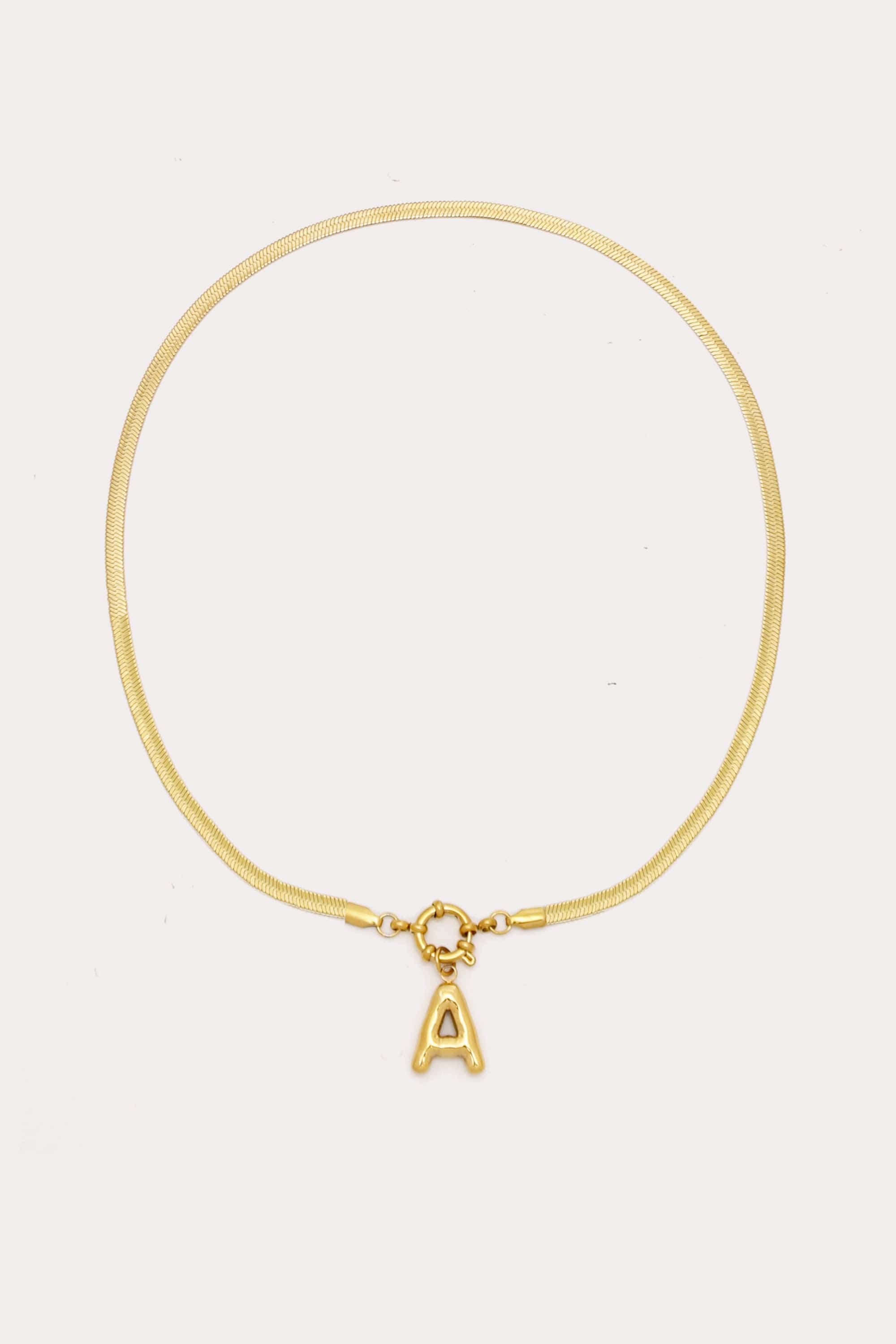 Bubble Initial Herringbone Necklace