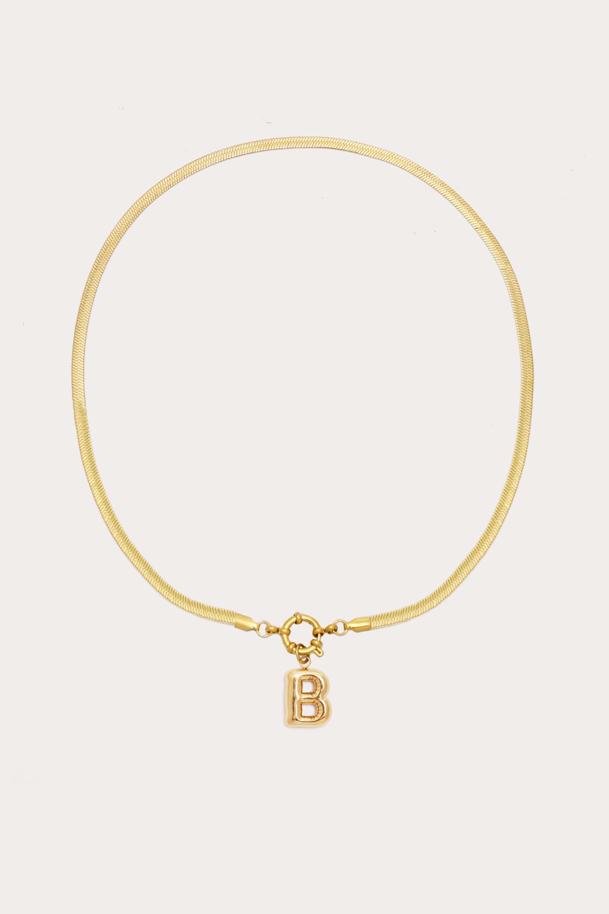 Bubble Initial Herringbone Necklace