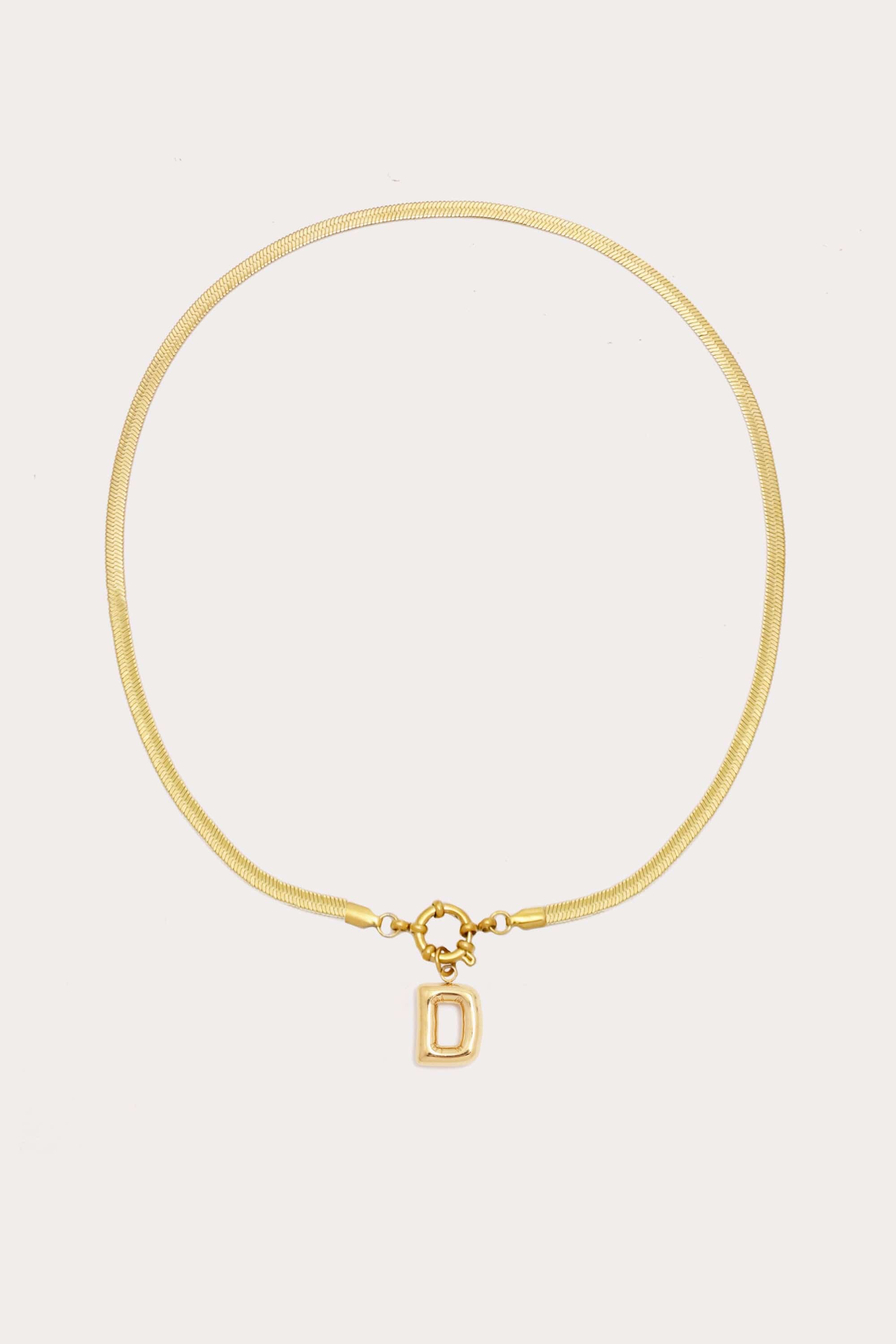 Bubble Initial Herringbone Necklace