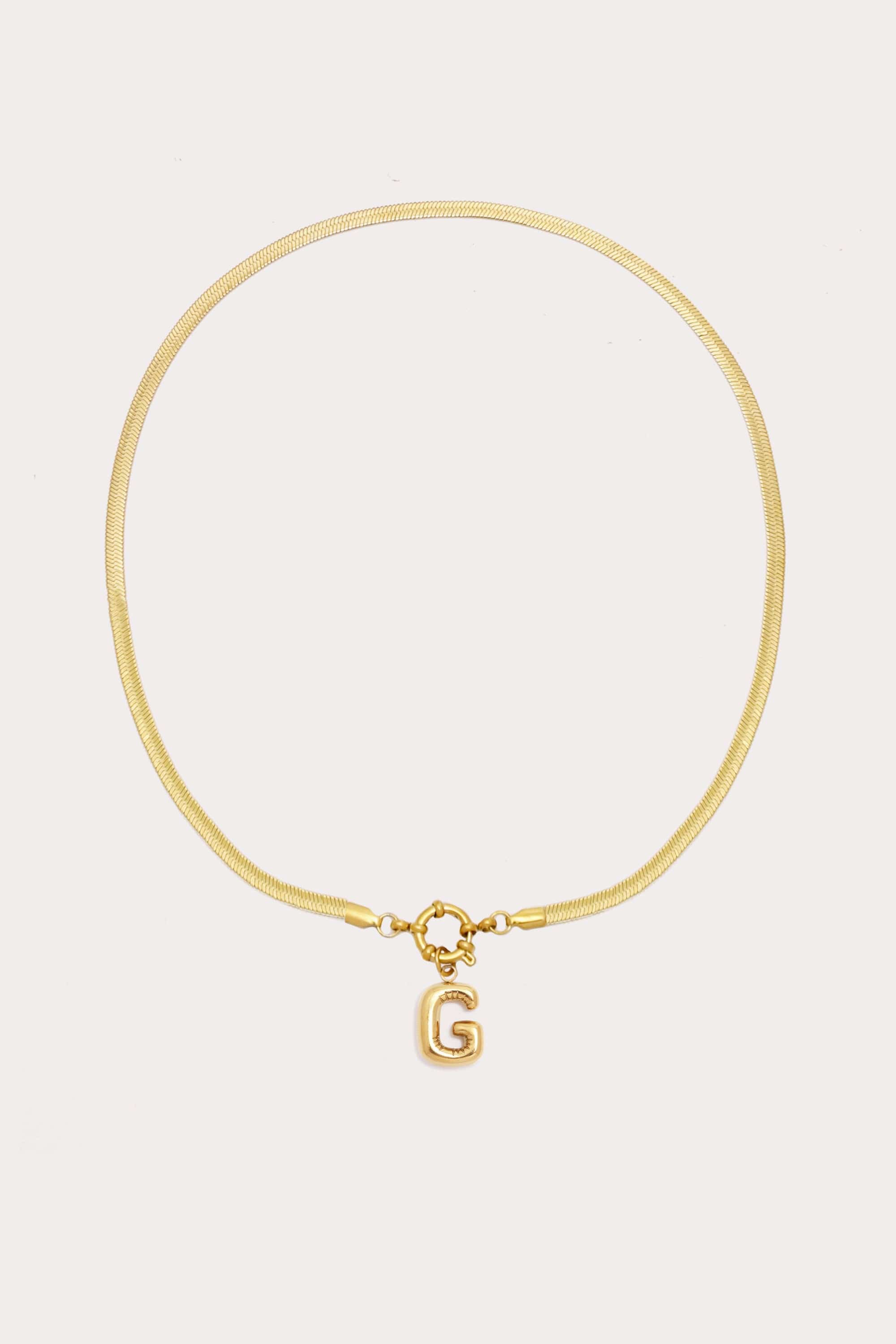 Bubble Initial Herringbone Necklace