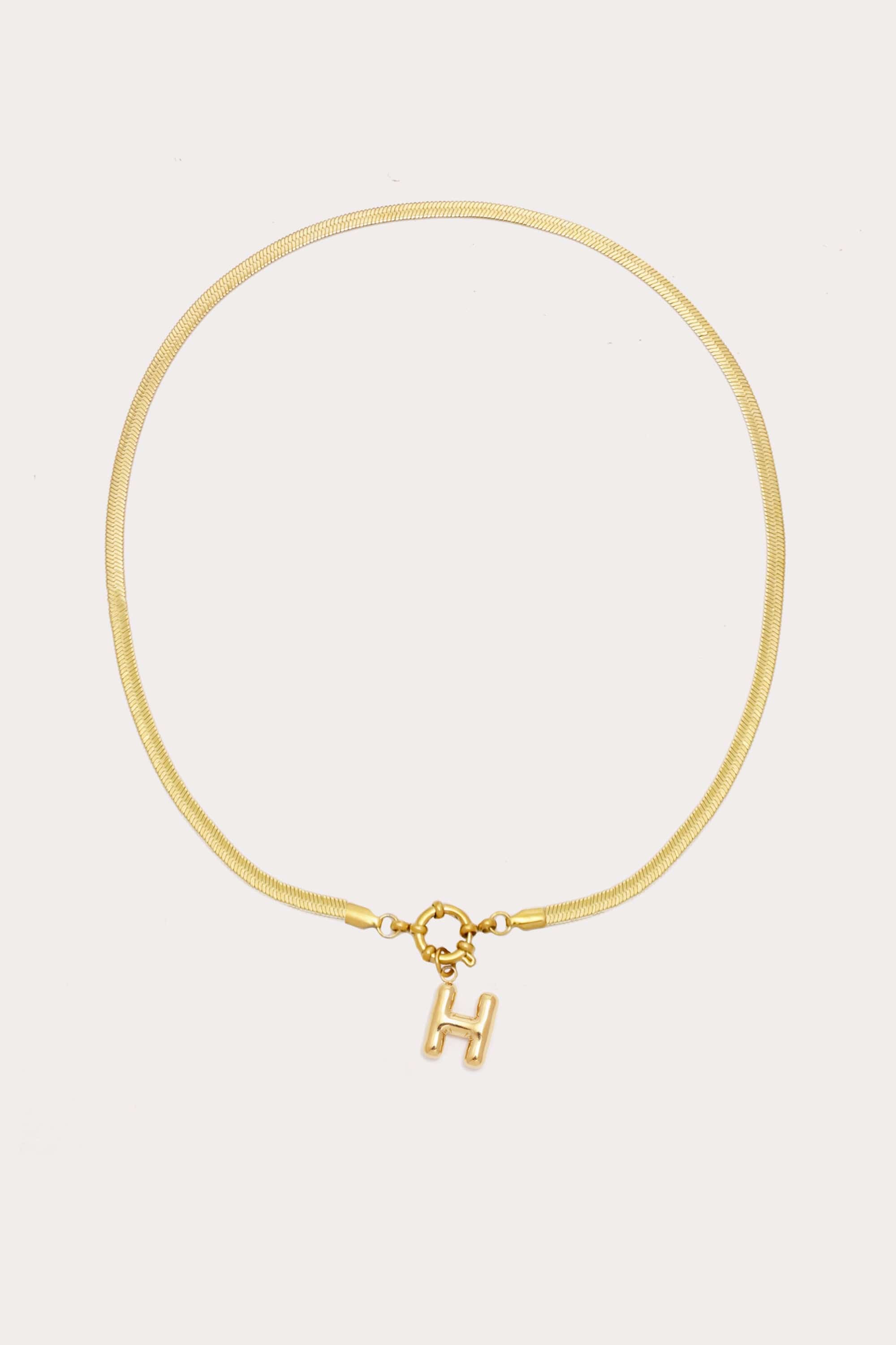 Bubble Initial Herringbone Necklace