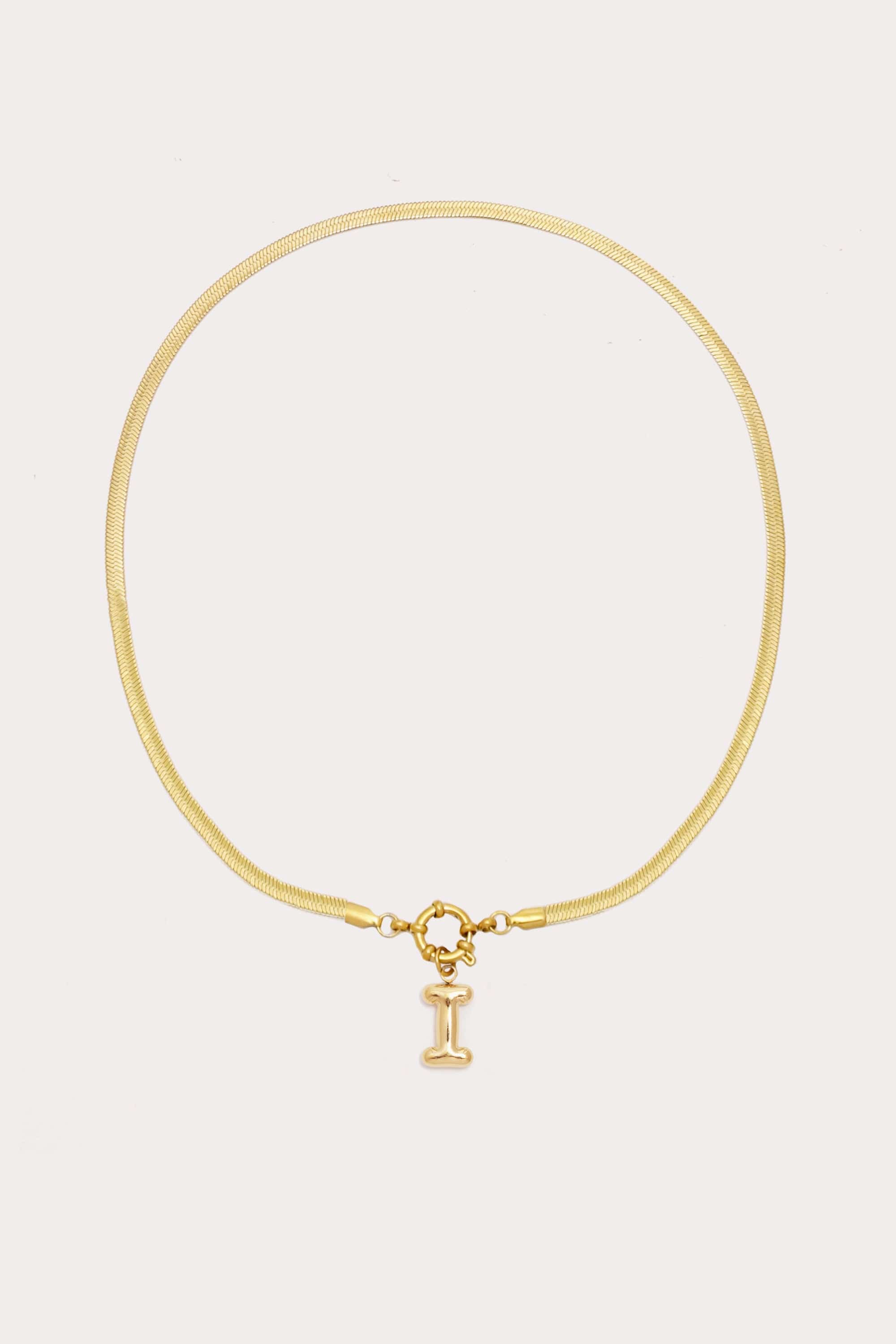 Bubble Initial Herringbone Necklace