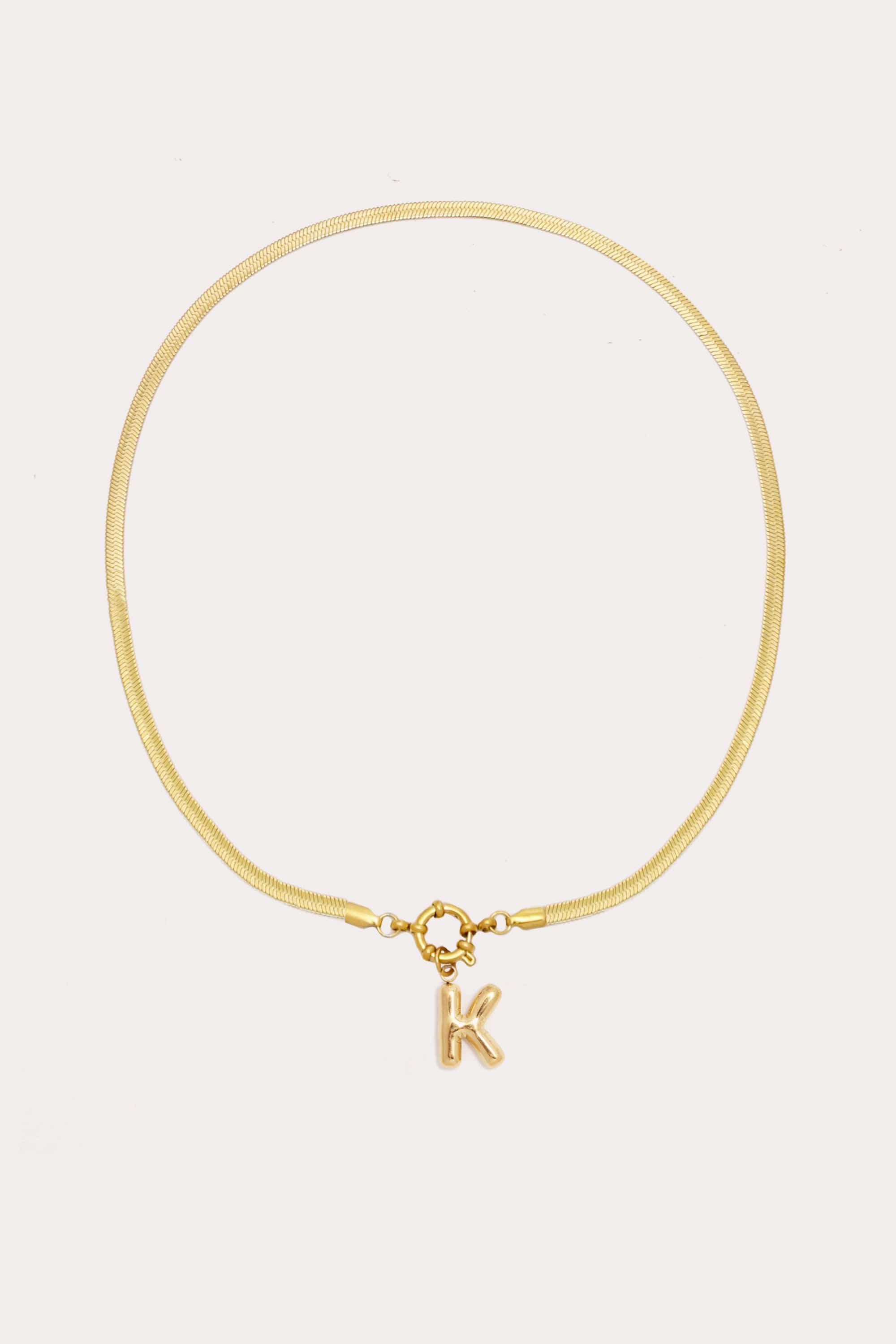 Bubble Initial Herringbone Necklace