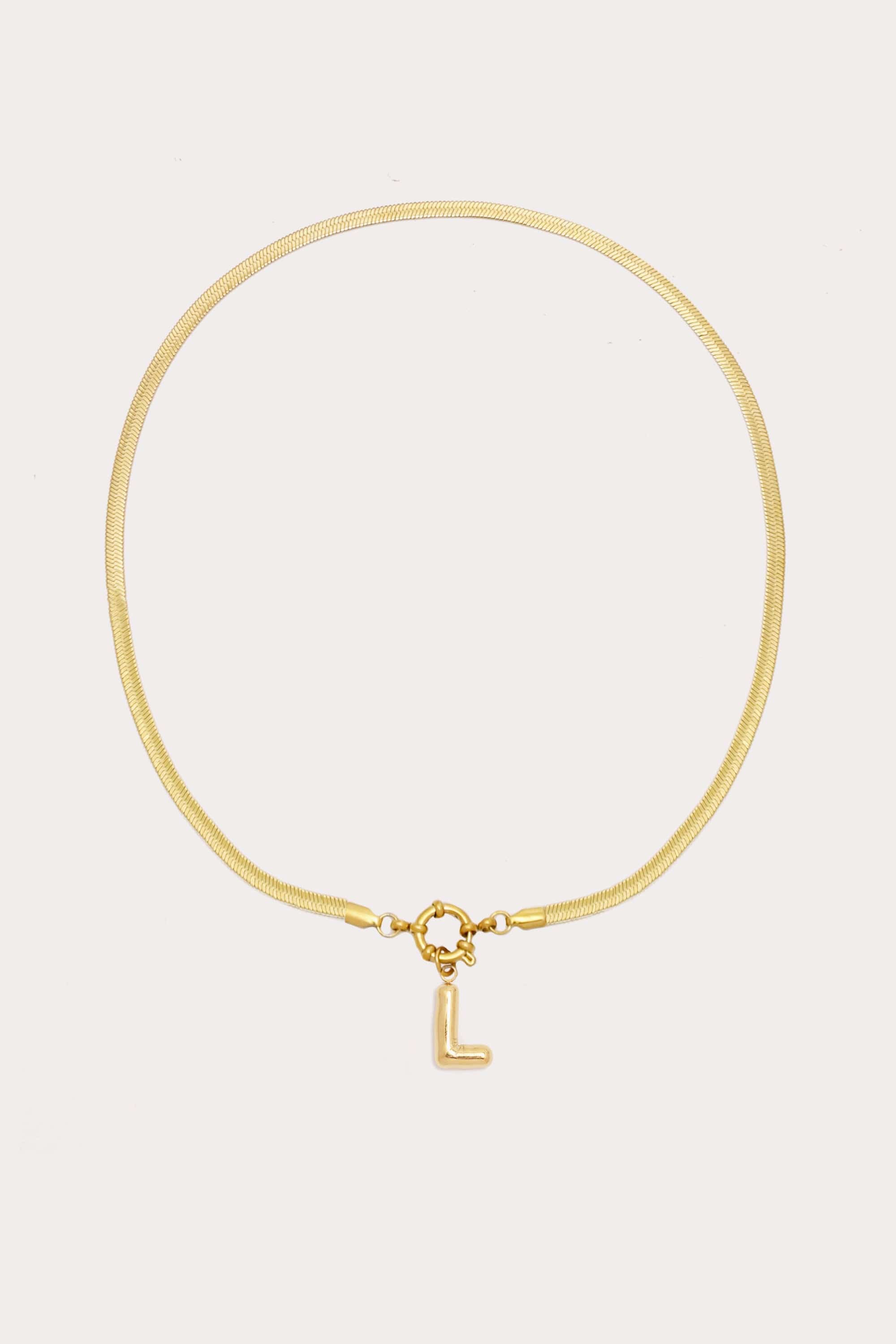 Bubble Initial Herringbone Necklace