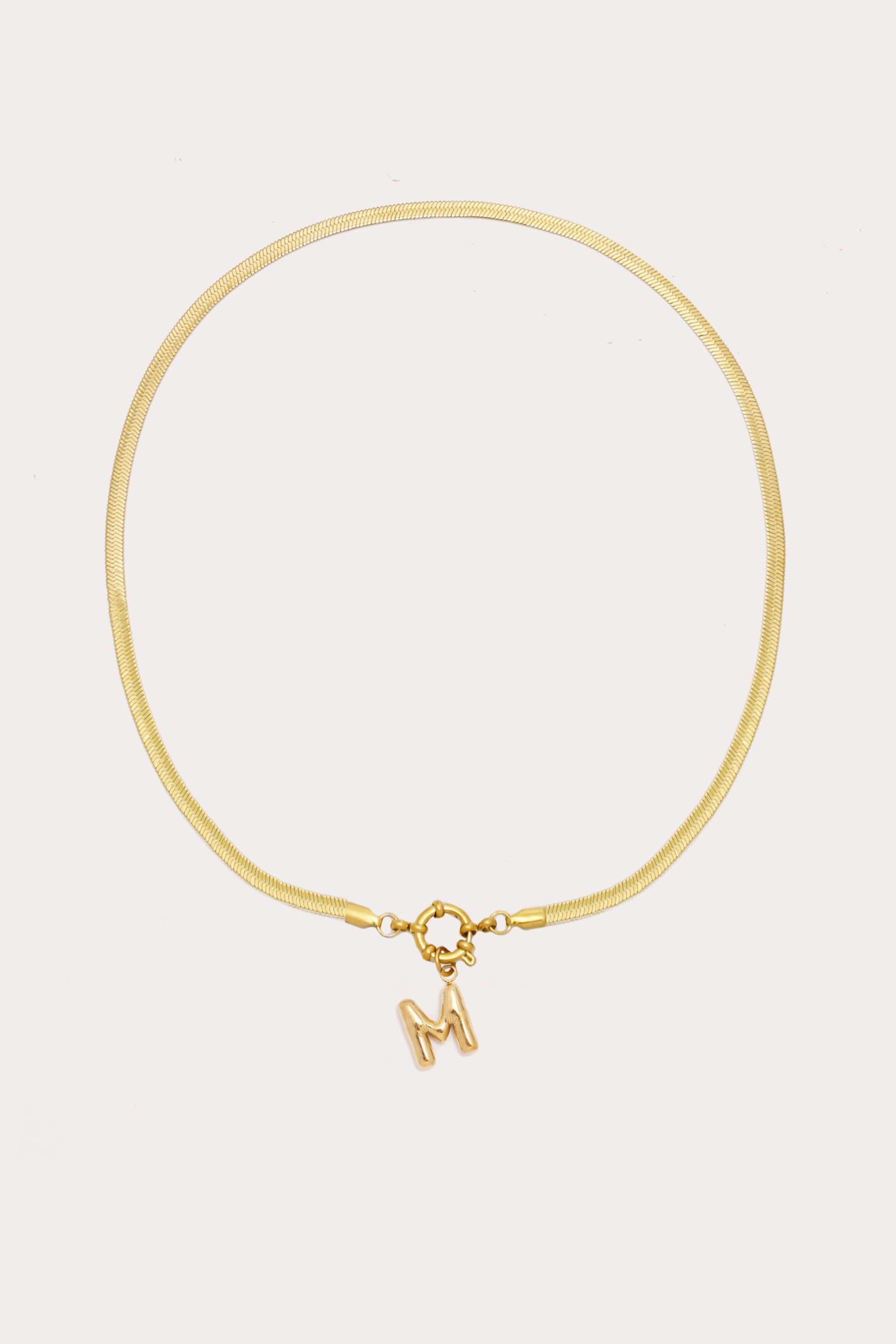 Bubble Initial Herringbone Necklace