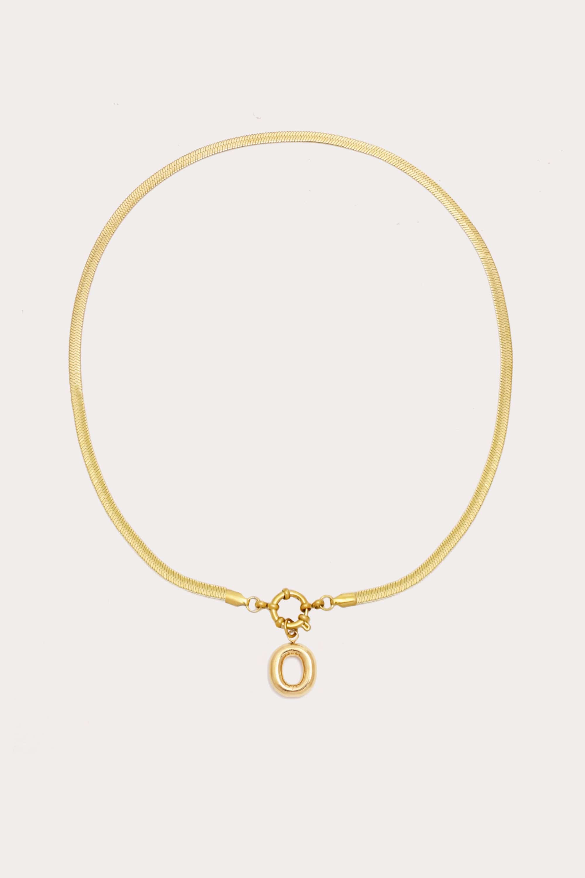 Bubble Initial Herringbone Necklace