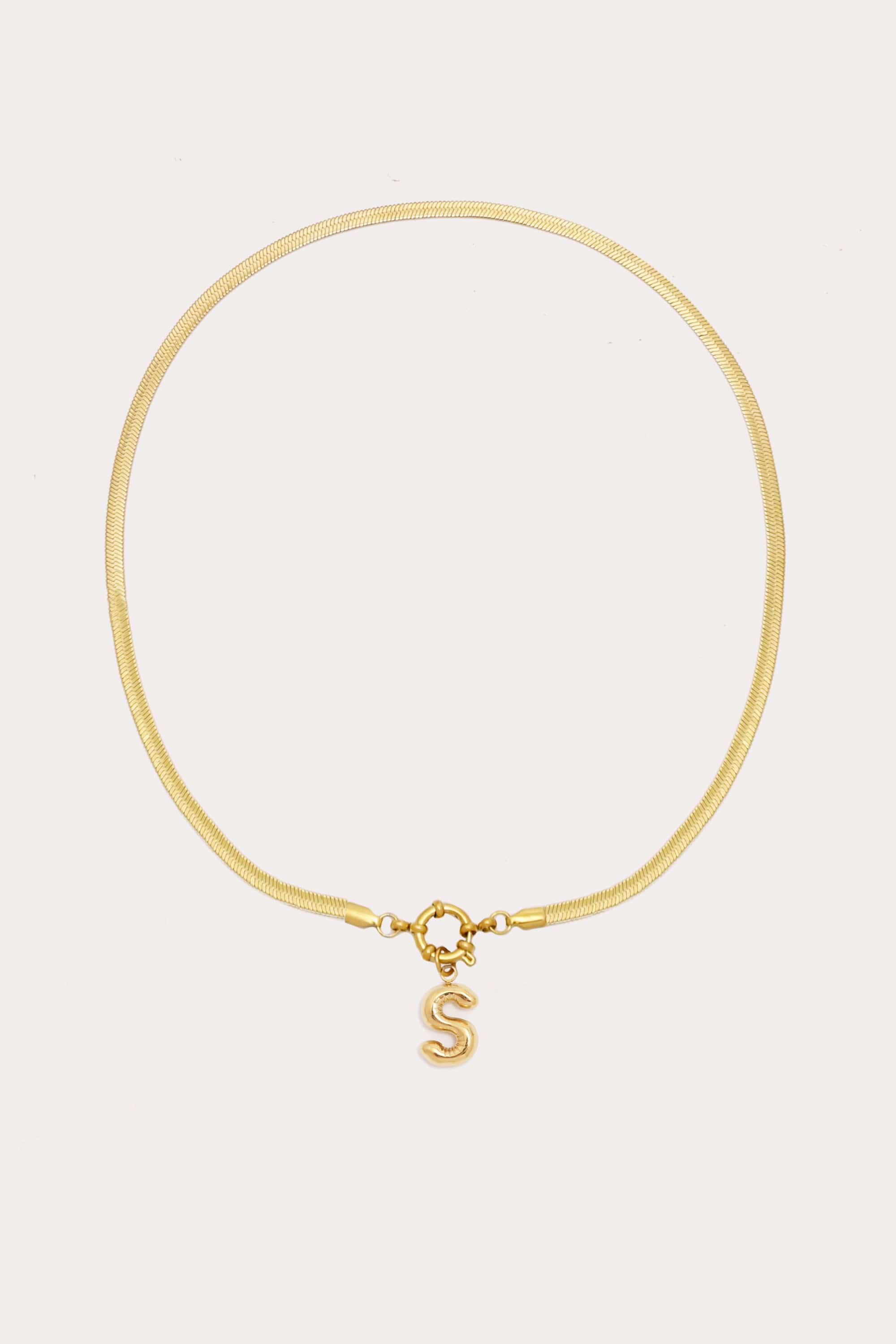 Bubble Initial Herringbone Necklace