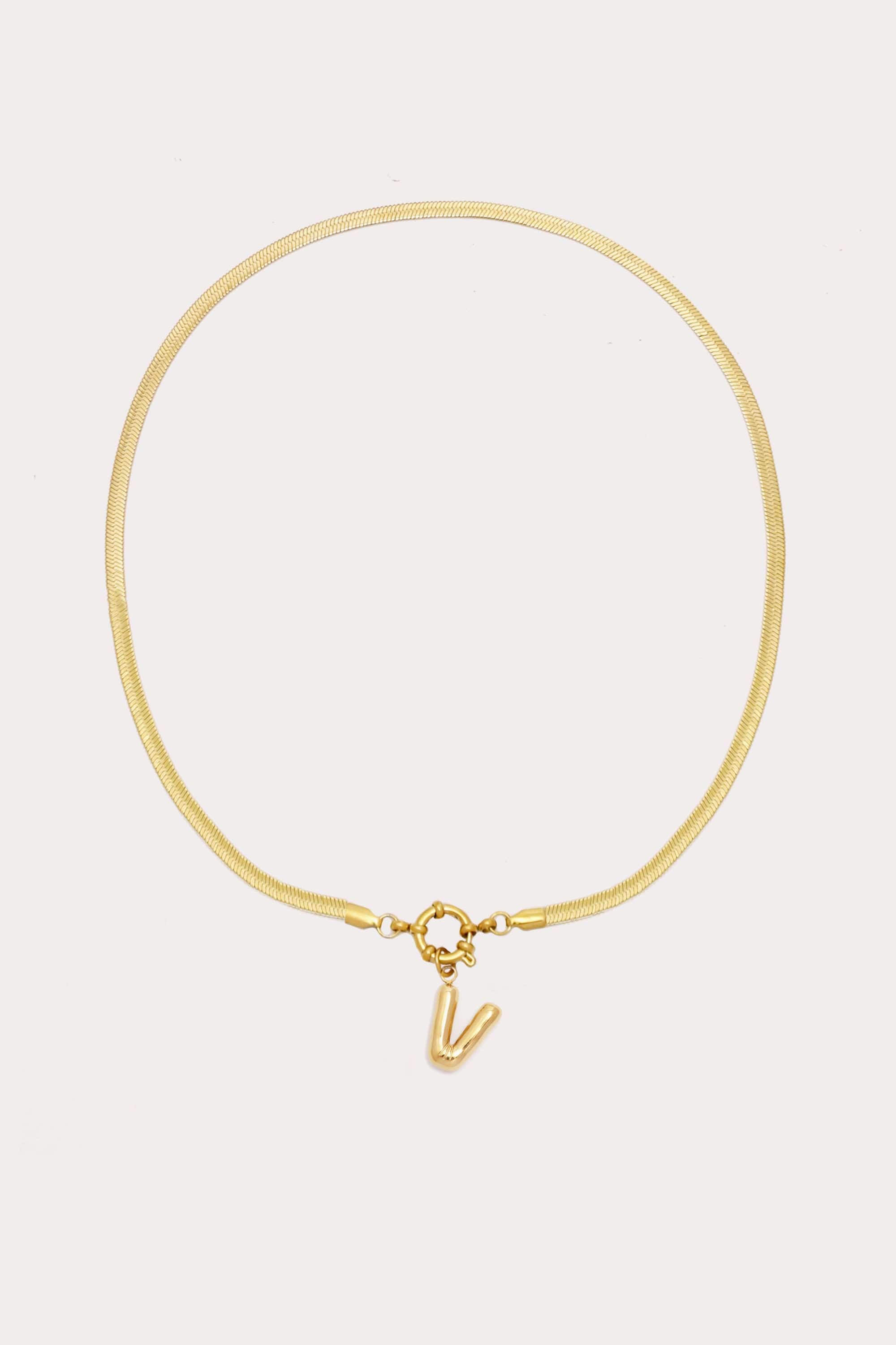 Bubble Initial Herringbone Necklace