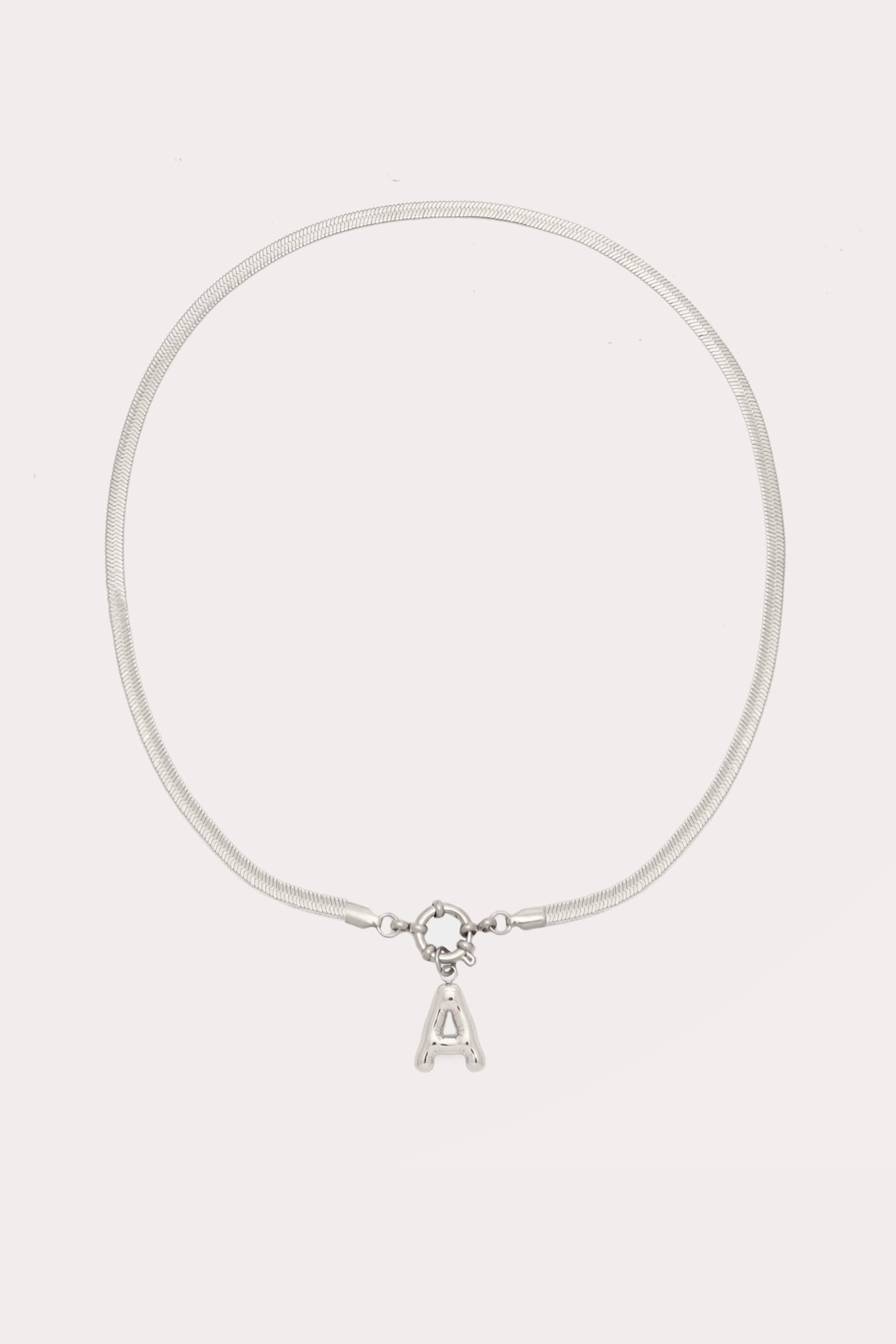 Bubble Initial Herringbone Necklace