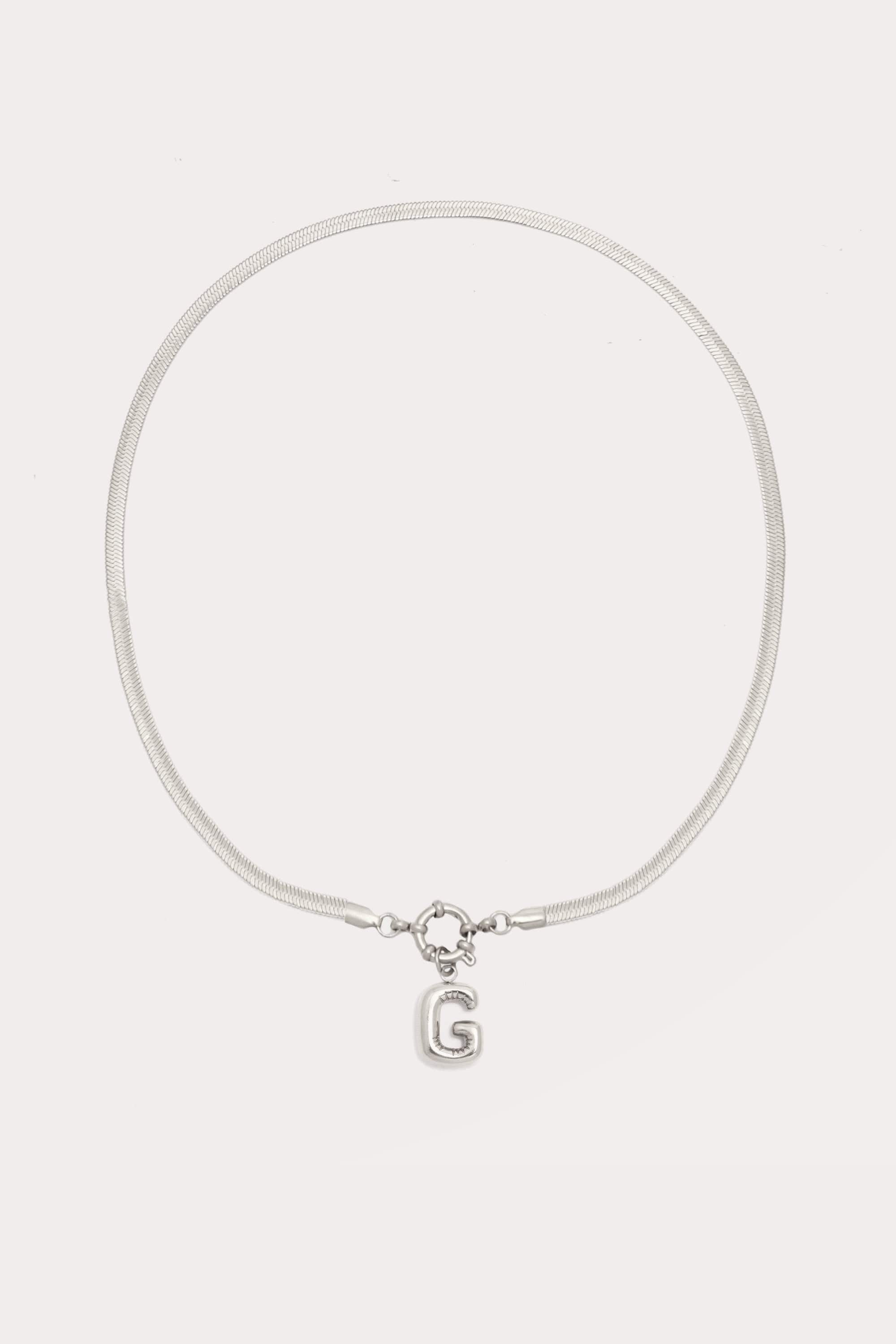 Bubble Initial Herringbone Necklace