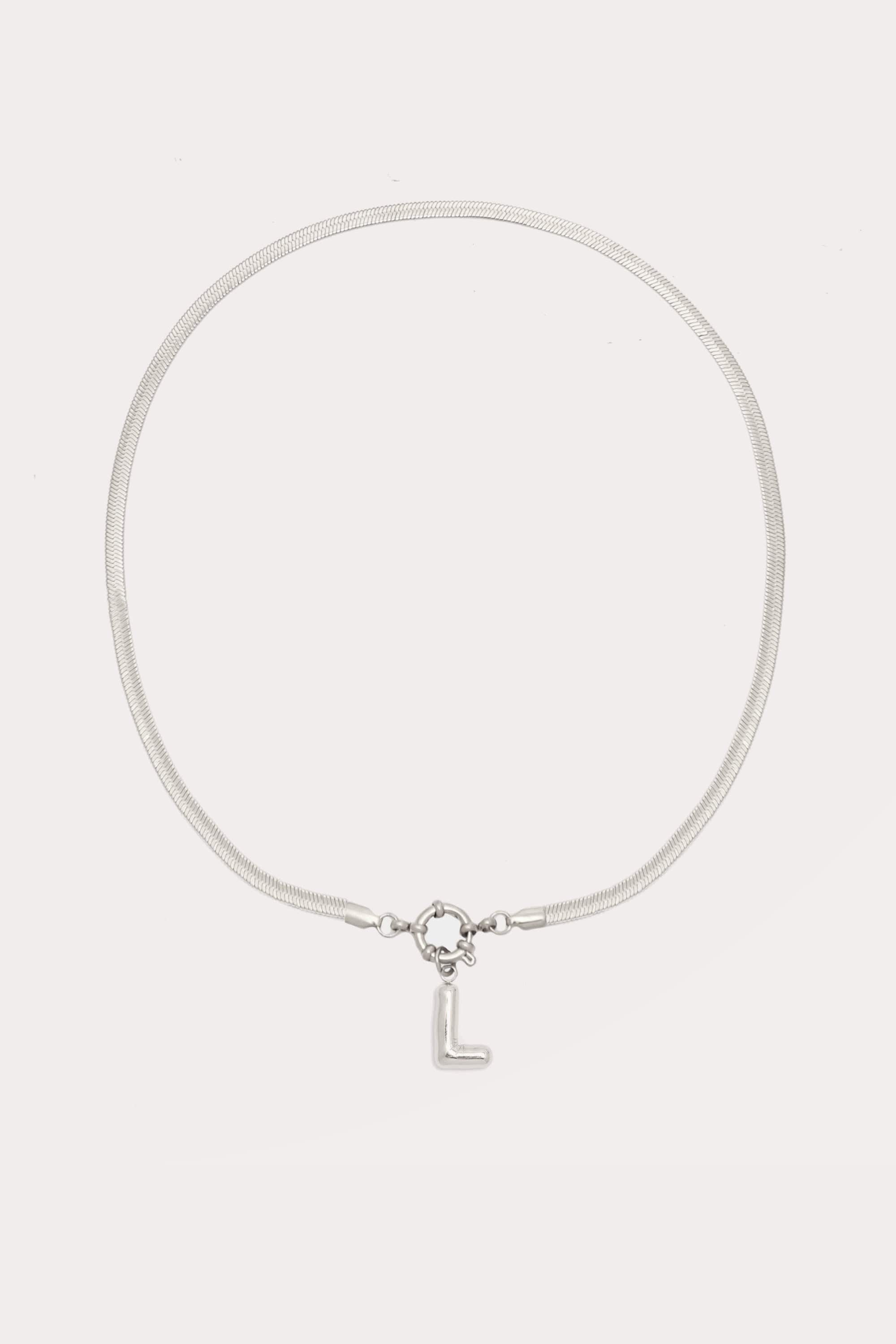 Bubble Initial Herringbone Necklace