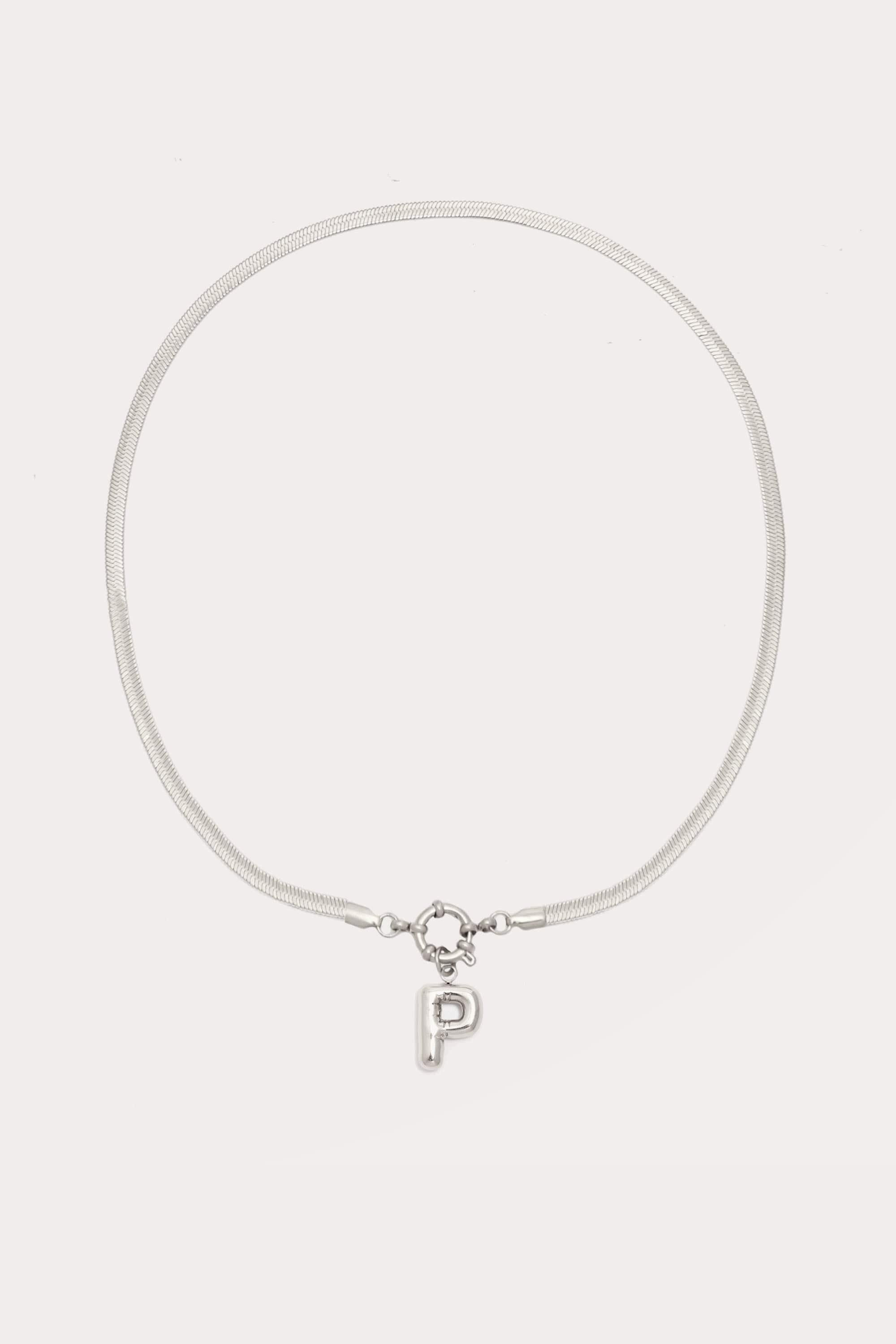 Bubble Initial Herringbone Necklace