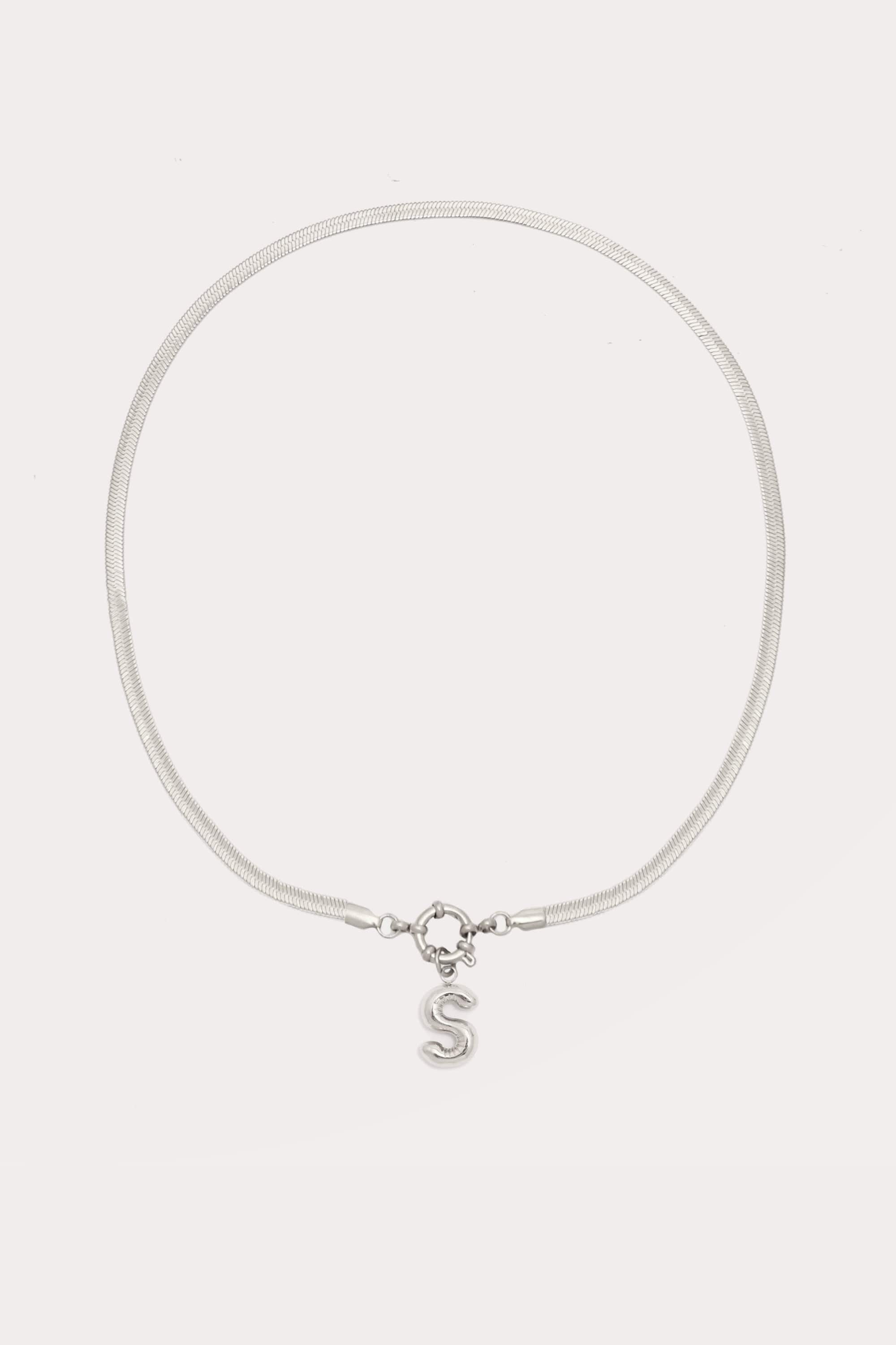 Bubble Initial Herringbone Necklace