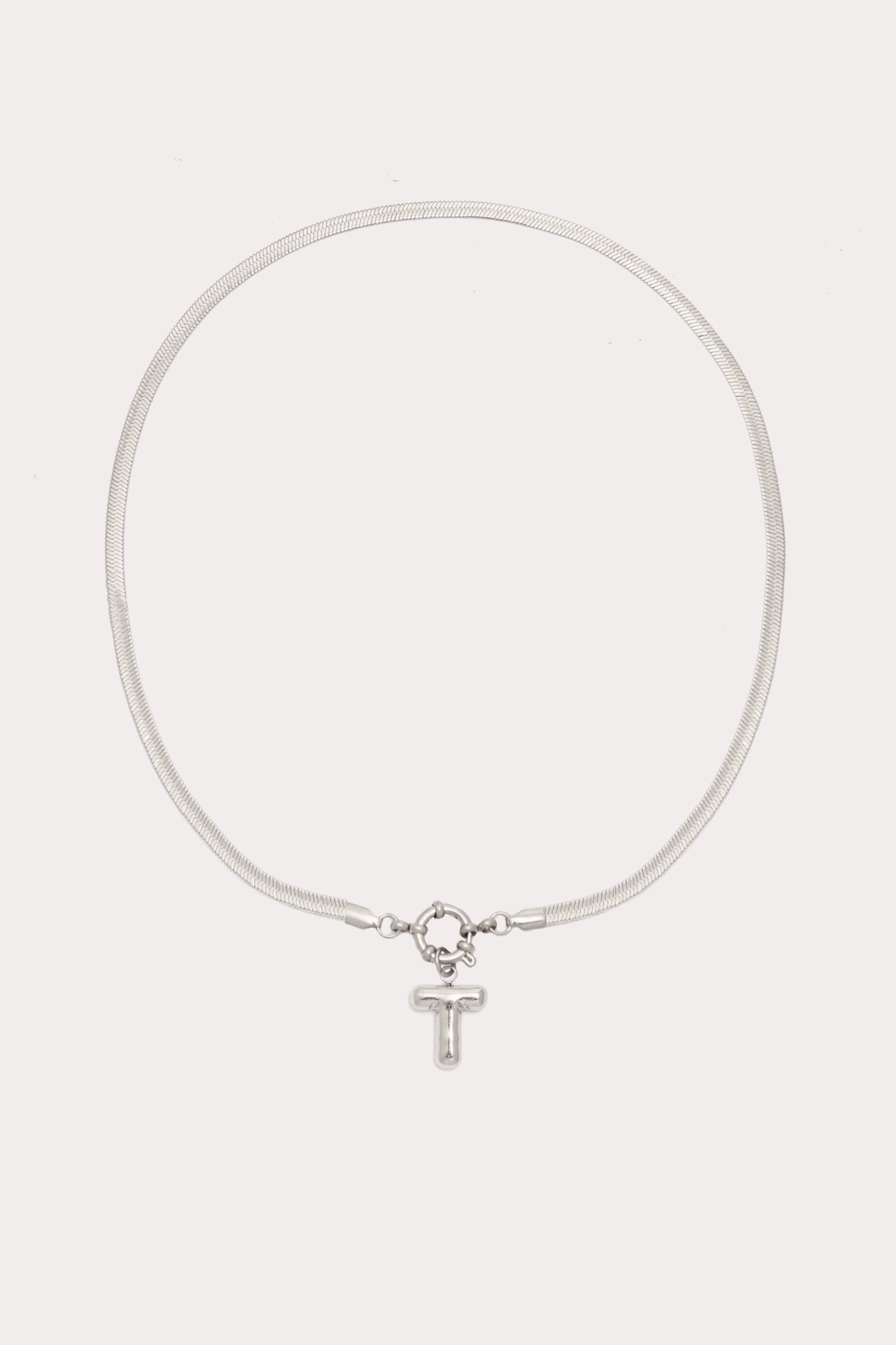 Bubble Initial Herringbone Necklace