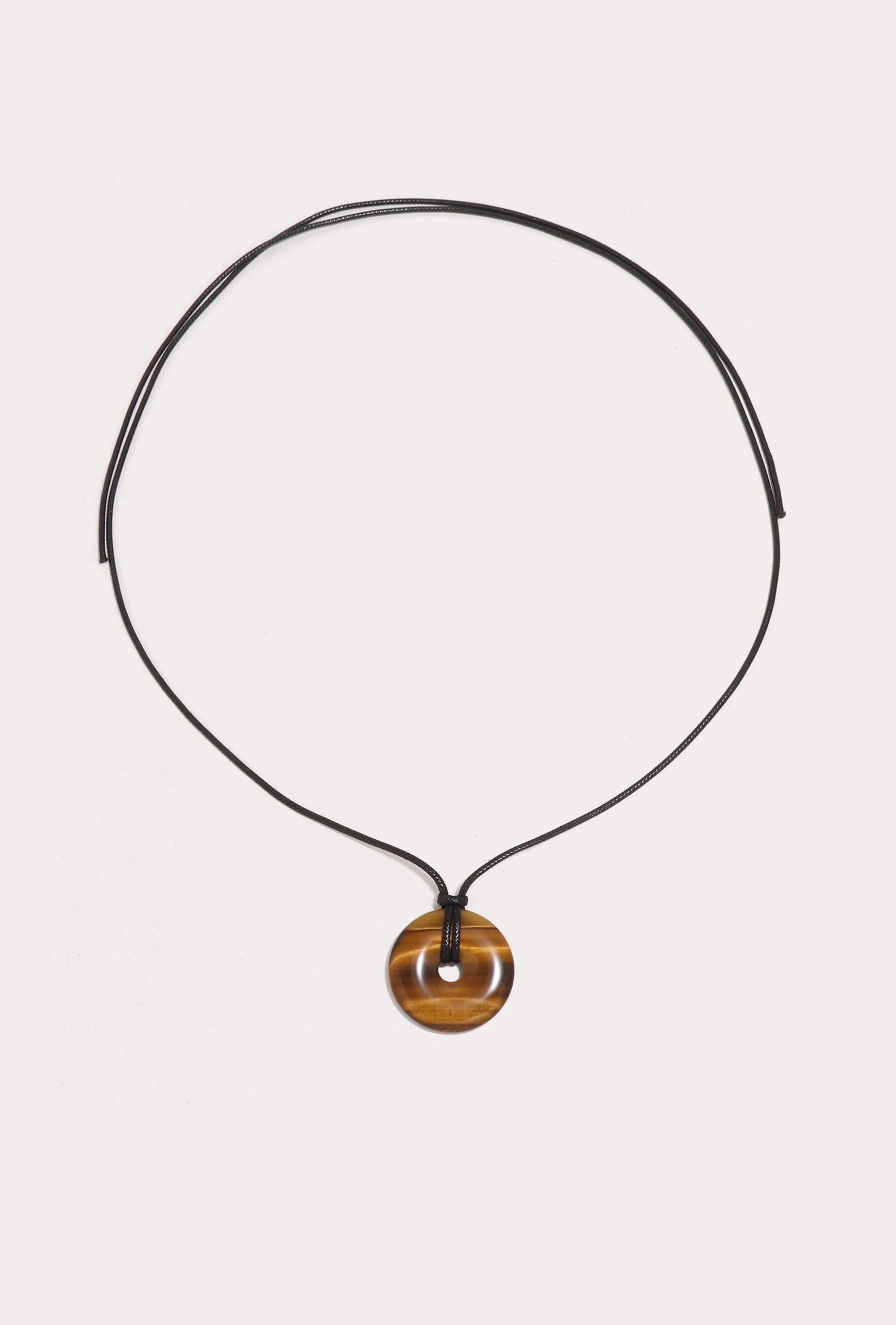 Stone Disc Corded Necklace