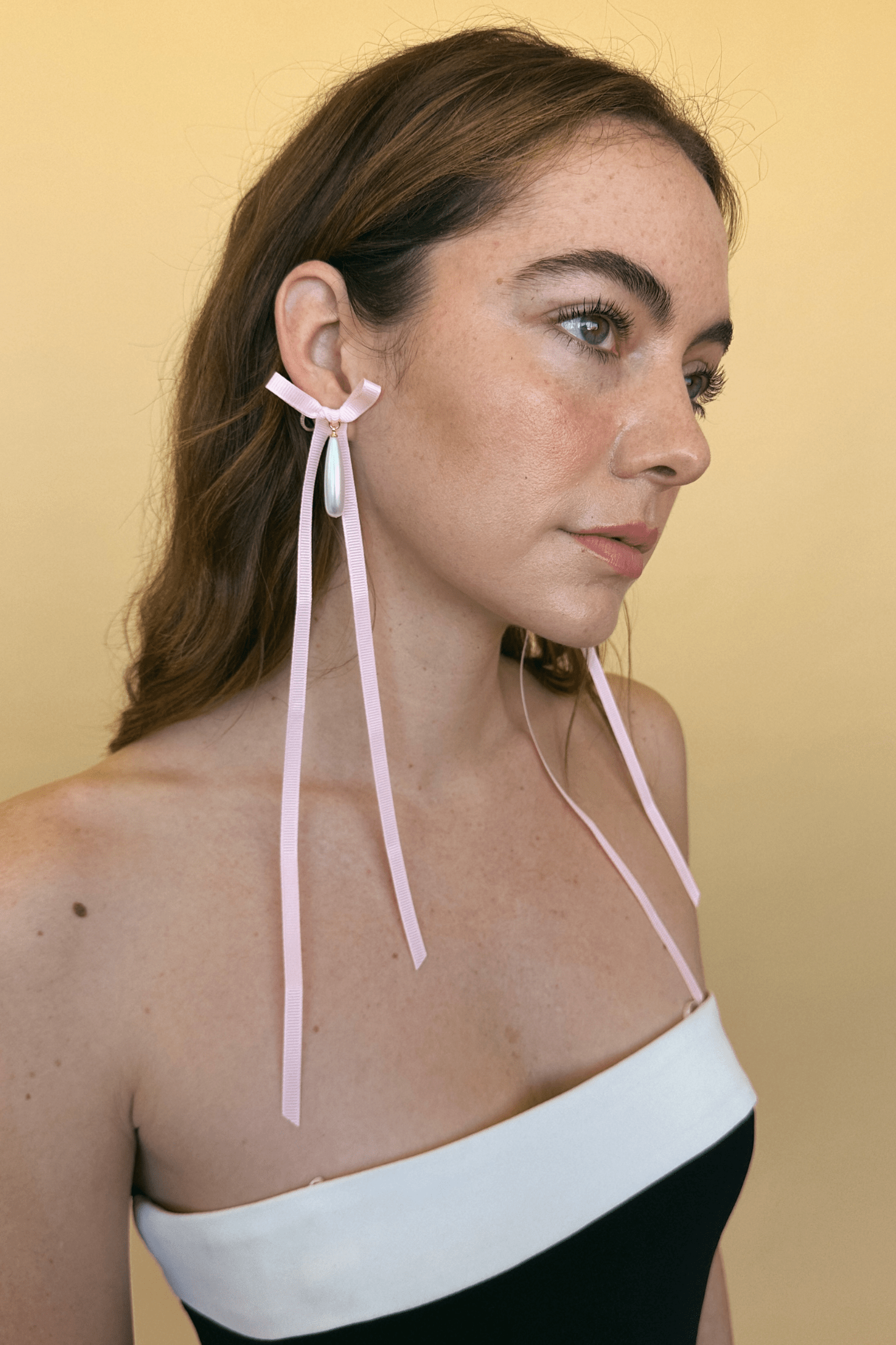 Long Bow Drop Pendant Earrings