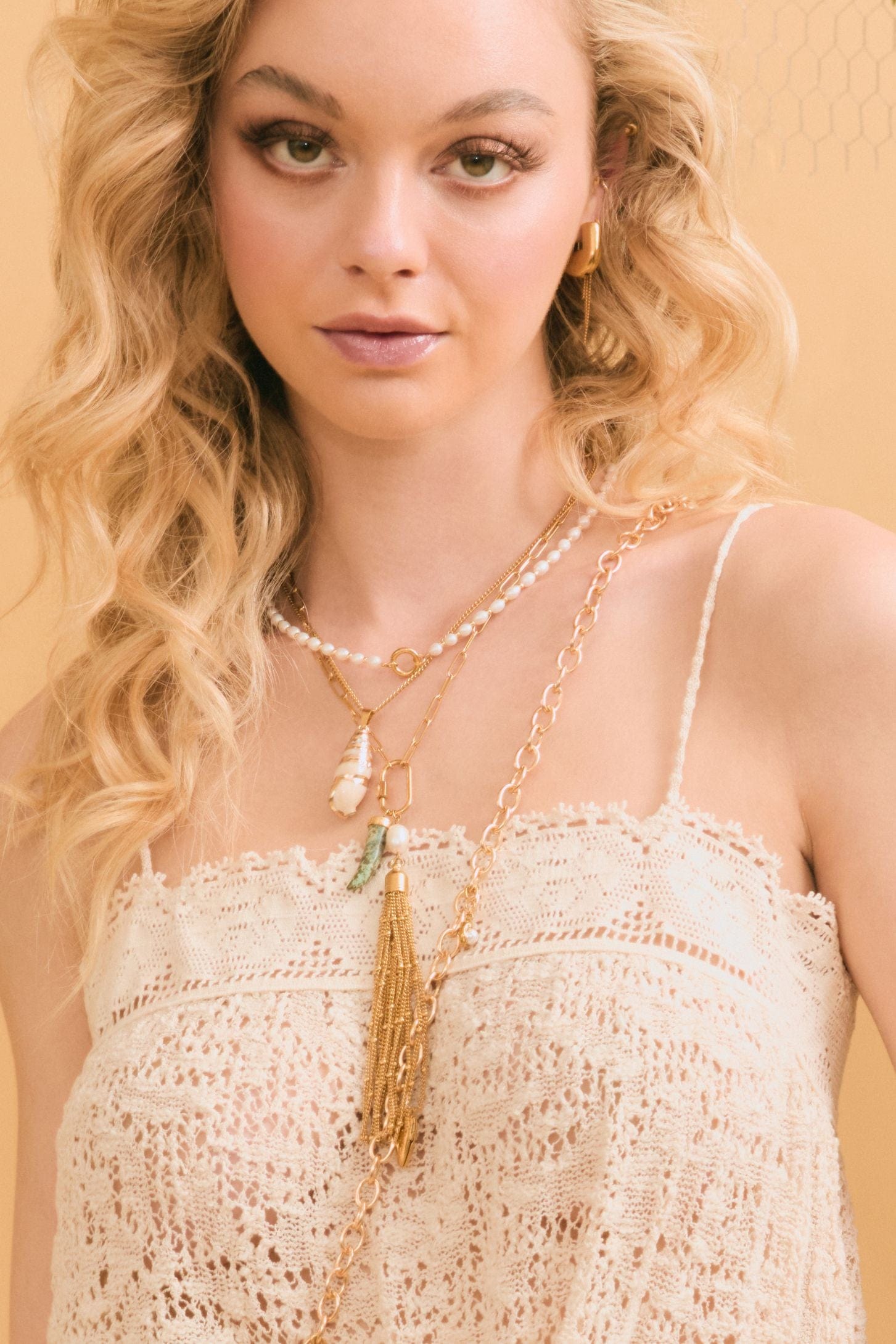 Beaded Conch Pendant Necklace