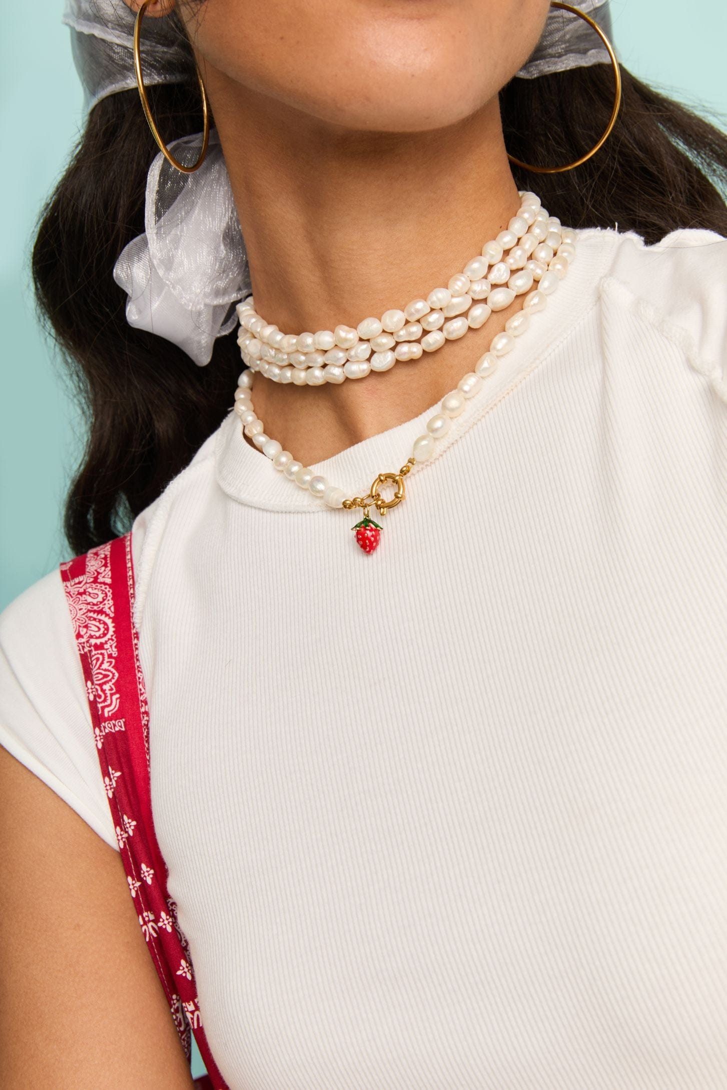 Strawberry Pearl Charm Necklace