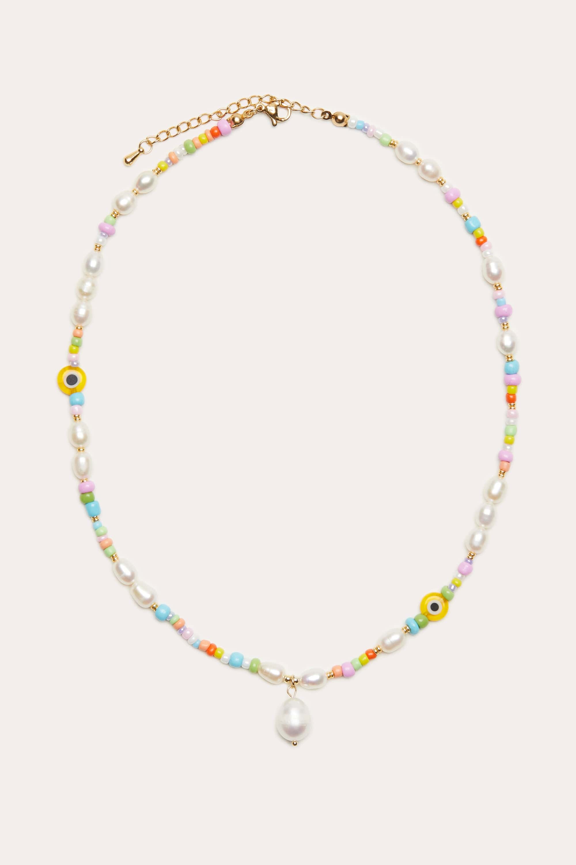 Beaded Pearl Drop Necklace