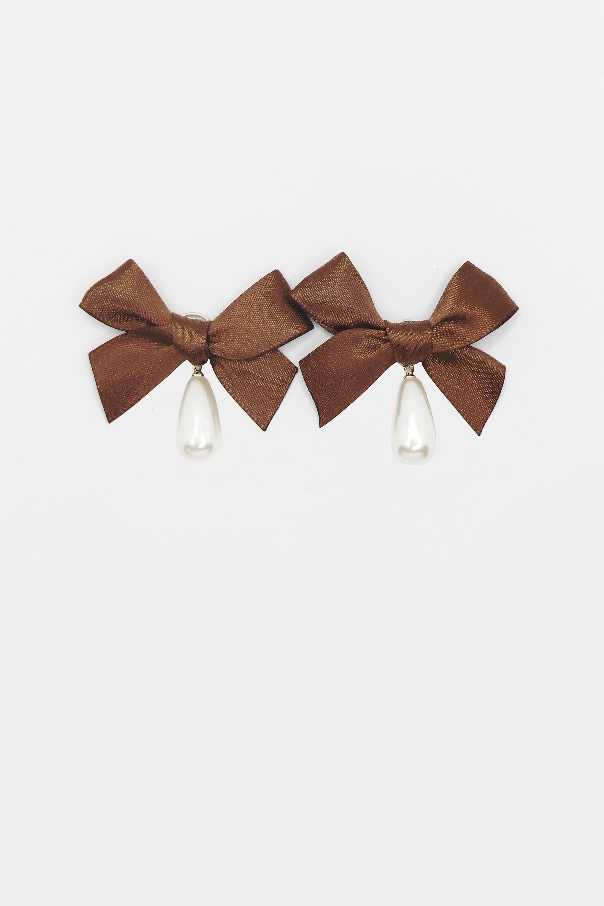 Bow Drop Pearl Earrings
