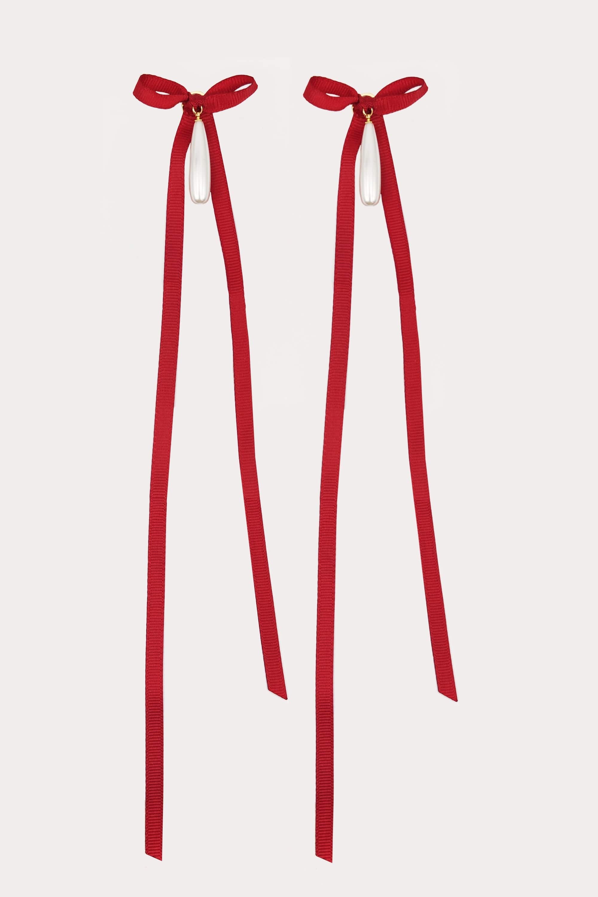 Long Bow Drop Pendant Earrings