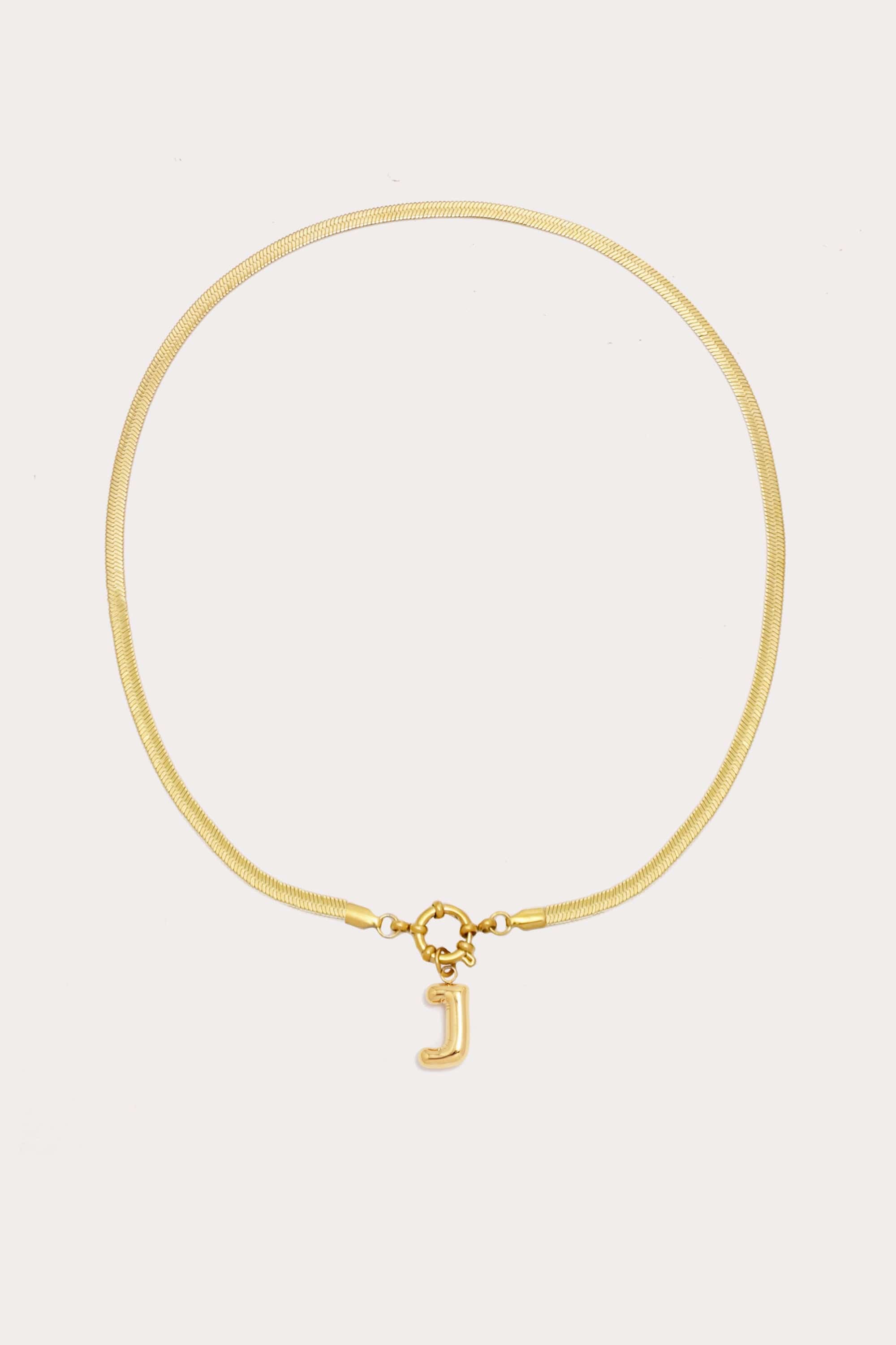 Bubble Initial Herringbone Necklace