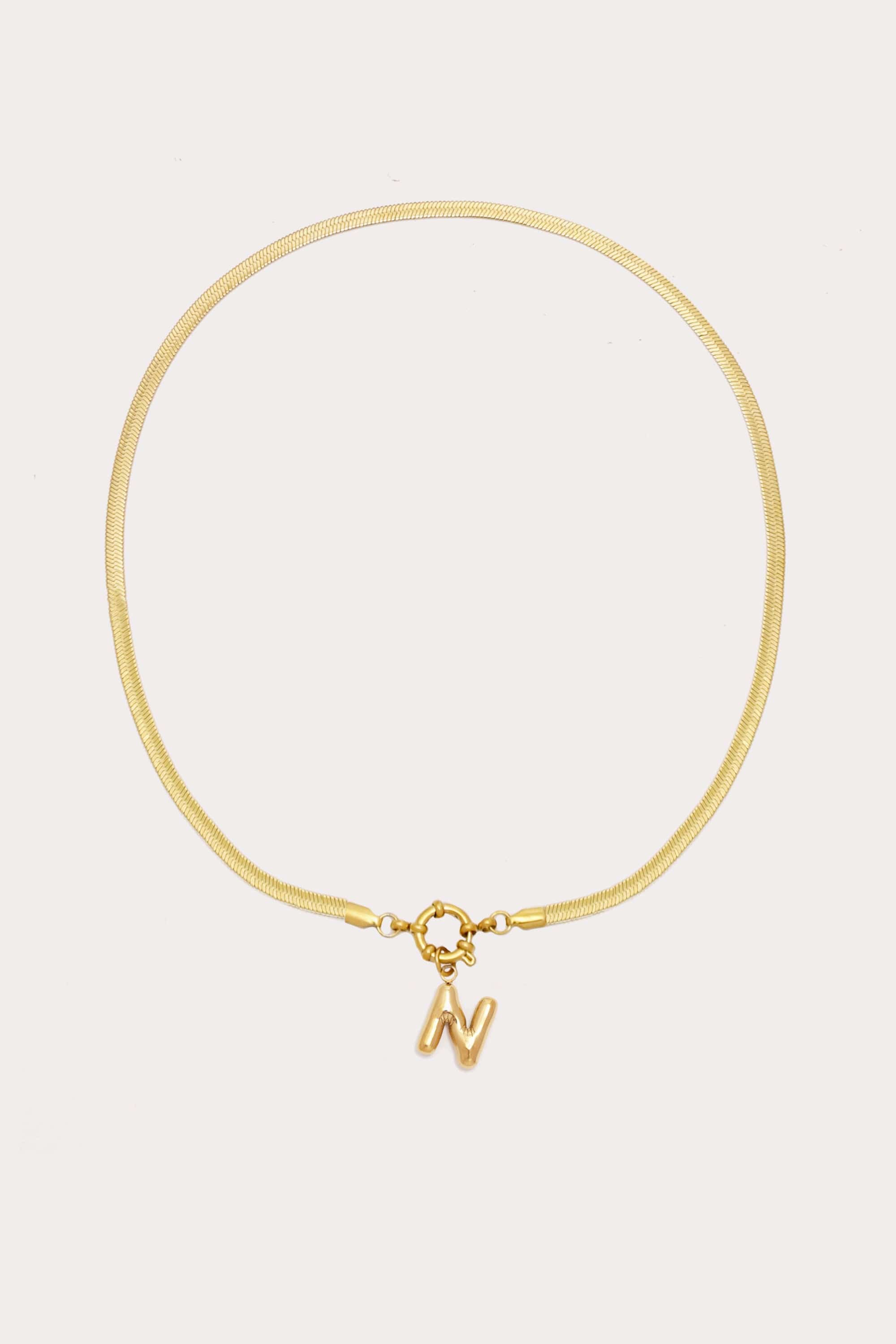Bubble Initial Herringbone Necklace