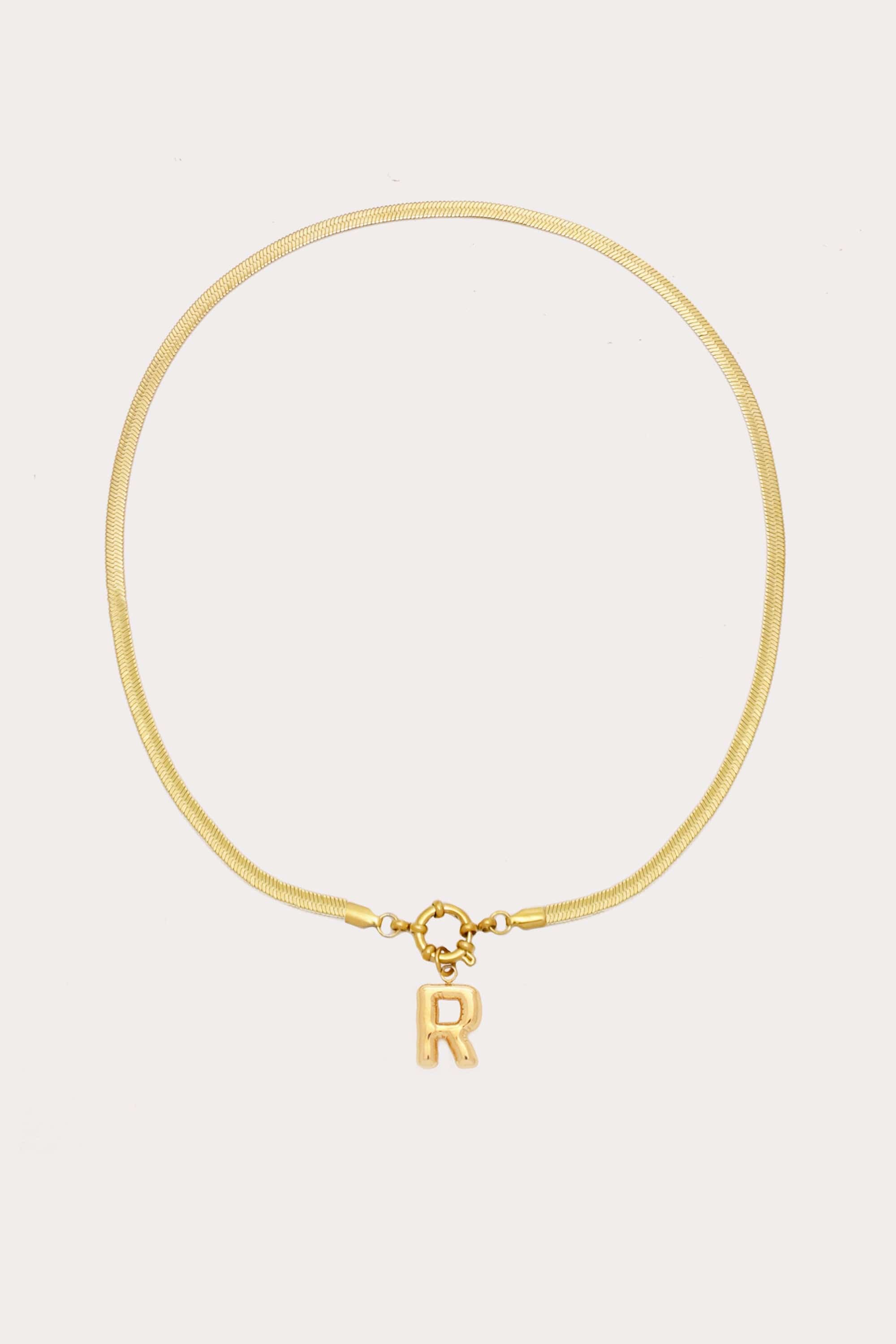 Bubble Initial Herringbone Necklace