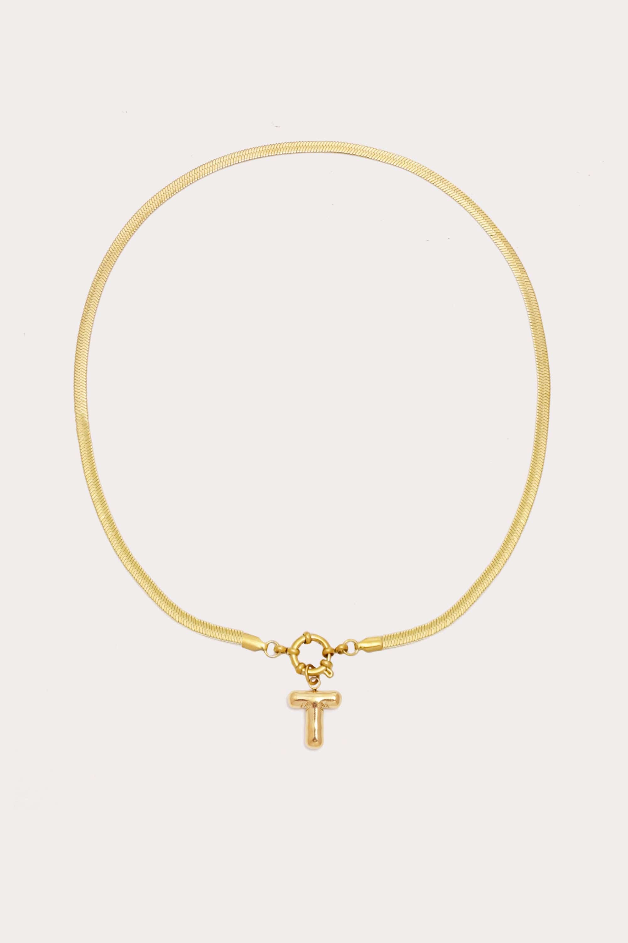 Bubble Initial Herringbone Necklace
