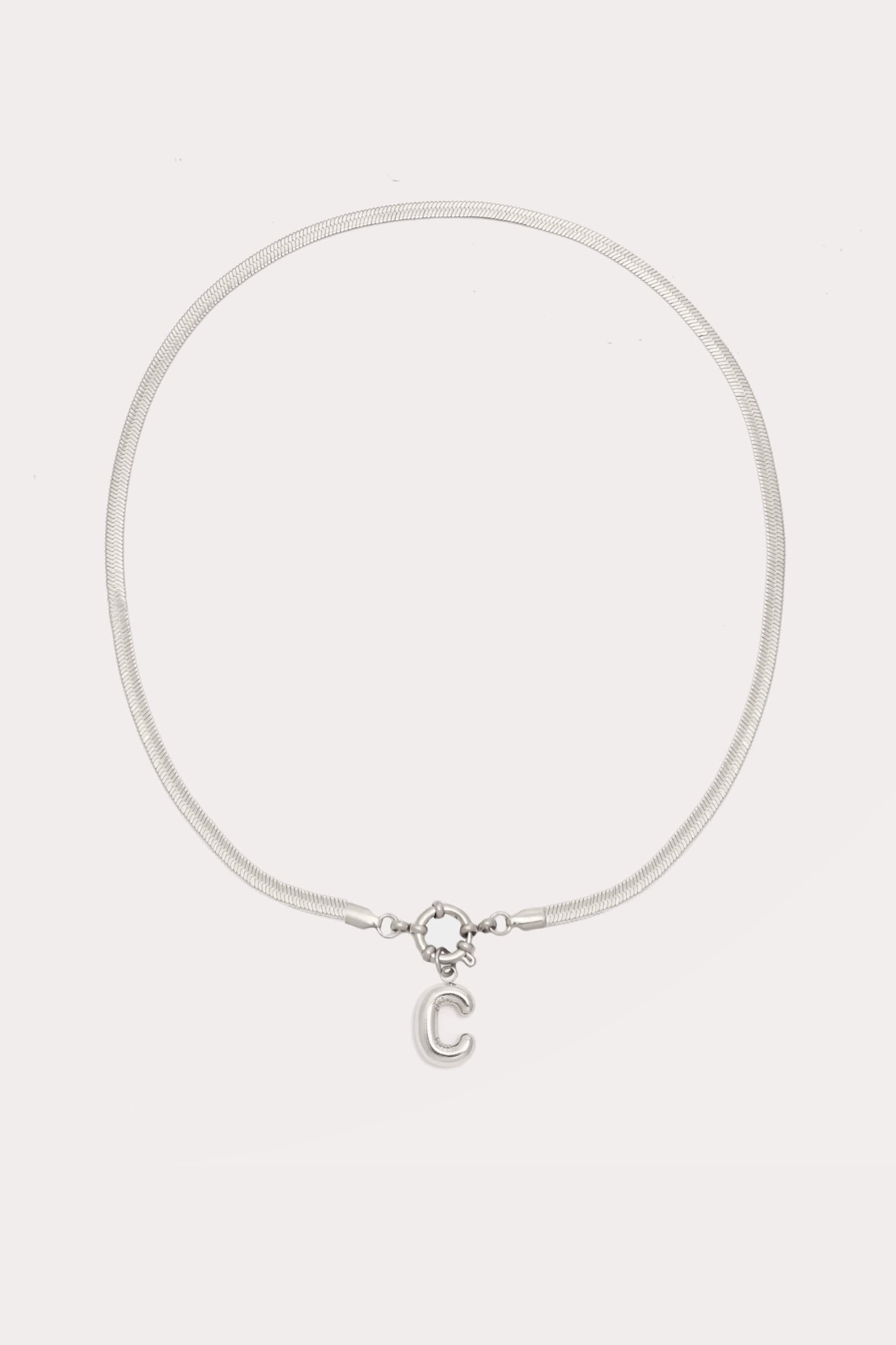 Bubble Initial Herringbone Necklace