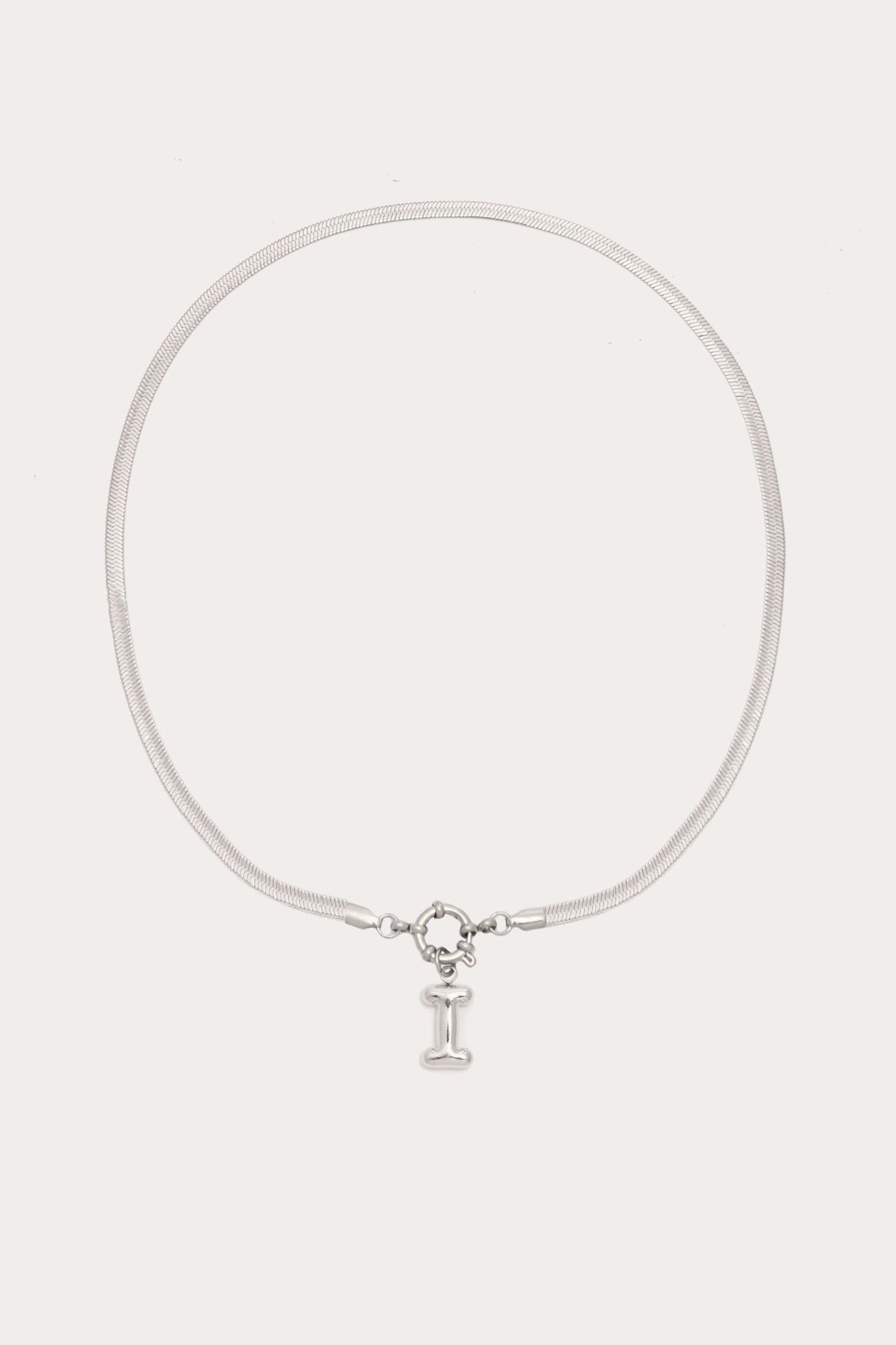 Bubble Initial Herringbone Necklace