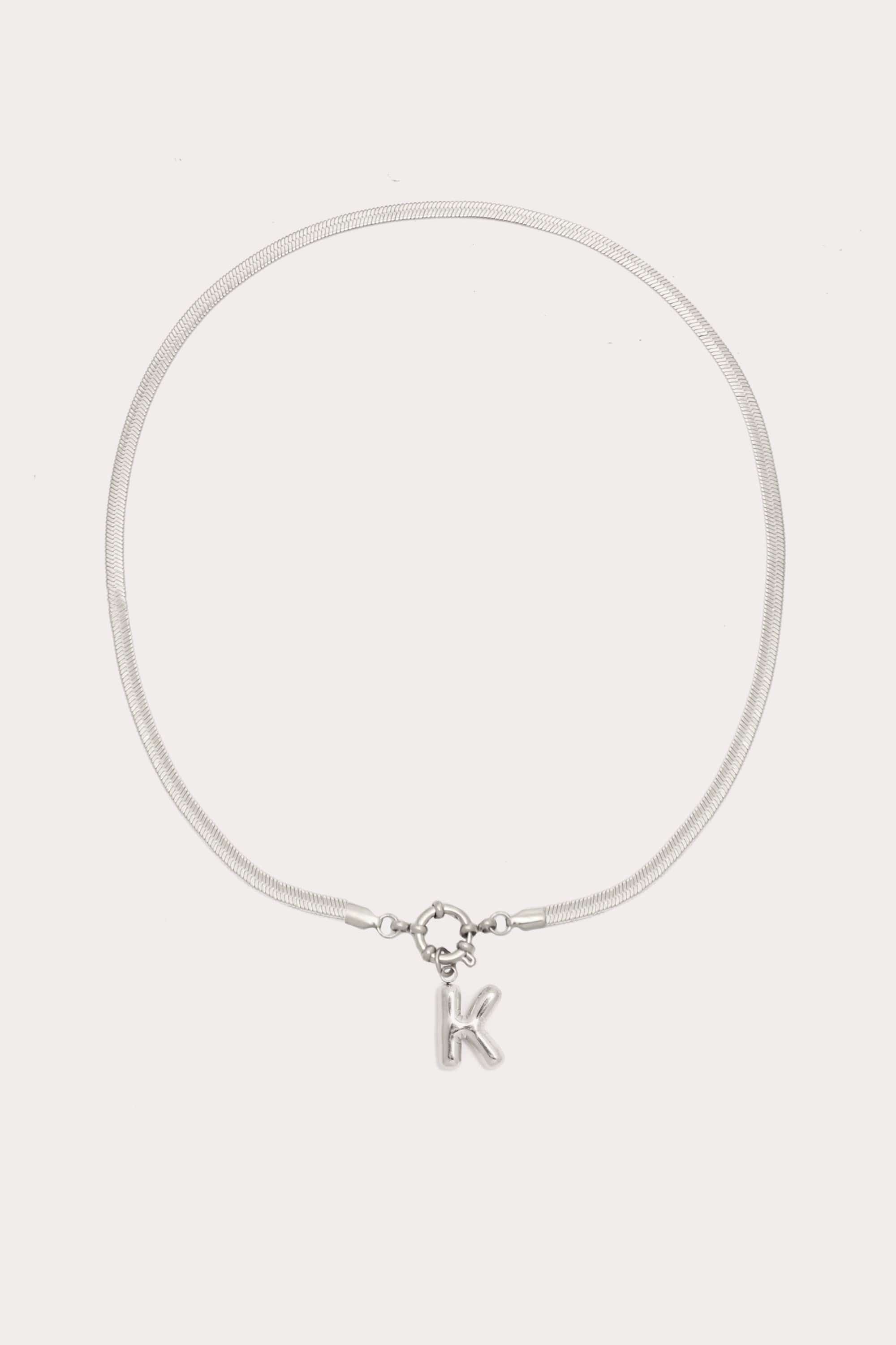 Bubble Initial Herringbone Necklace