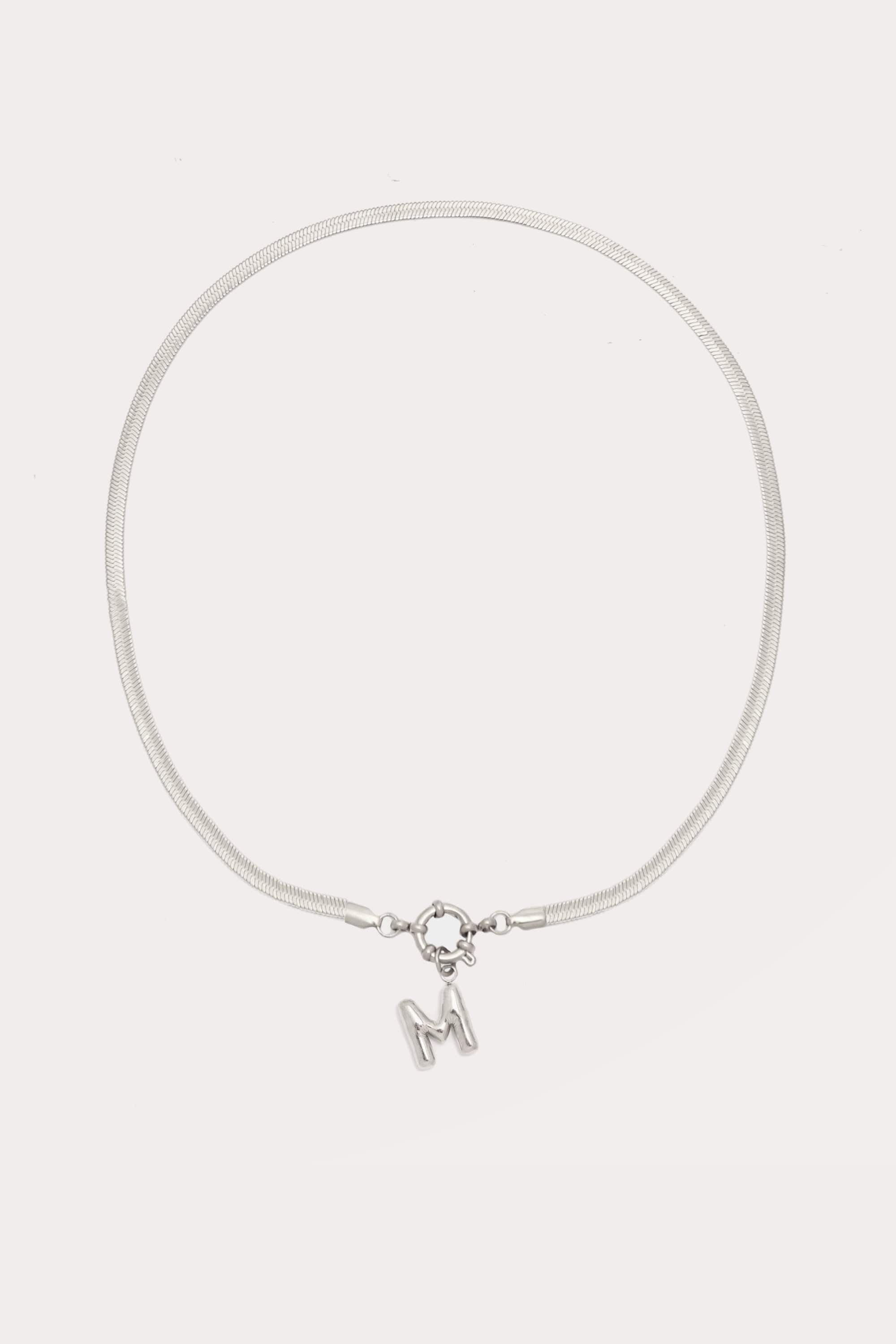 Bubble Initial Herringbone Necklace