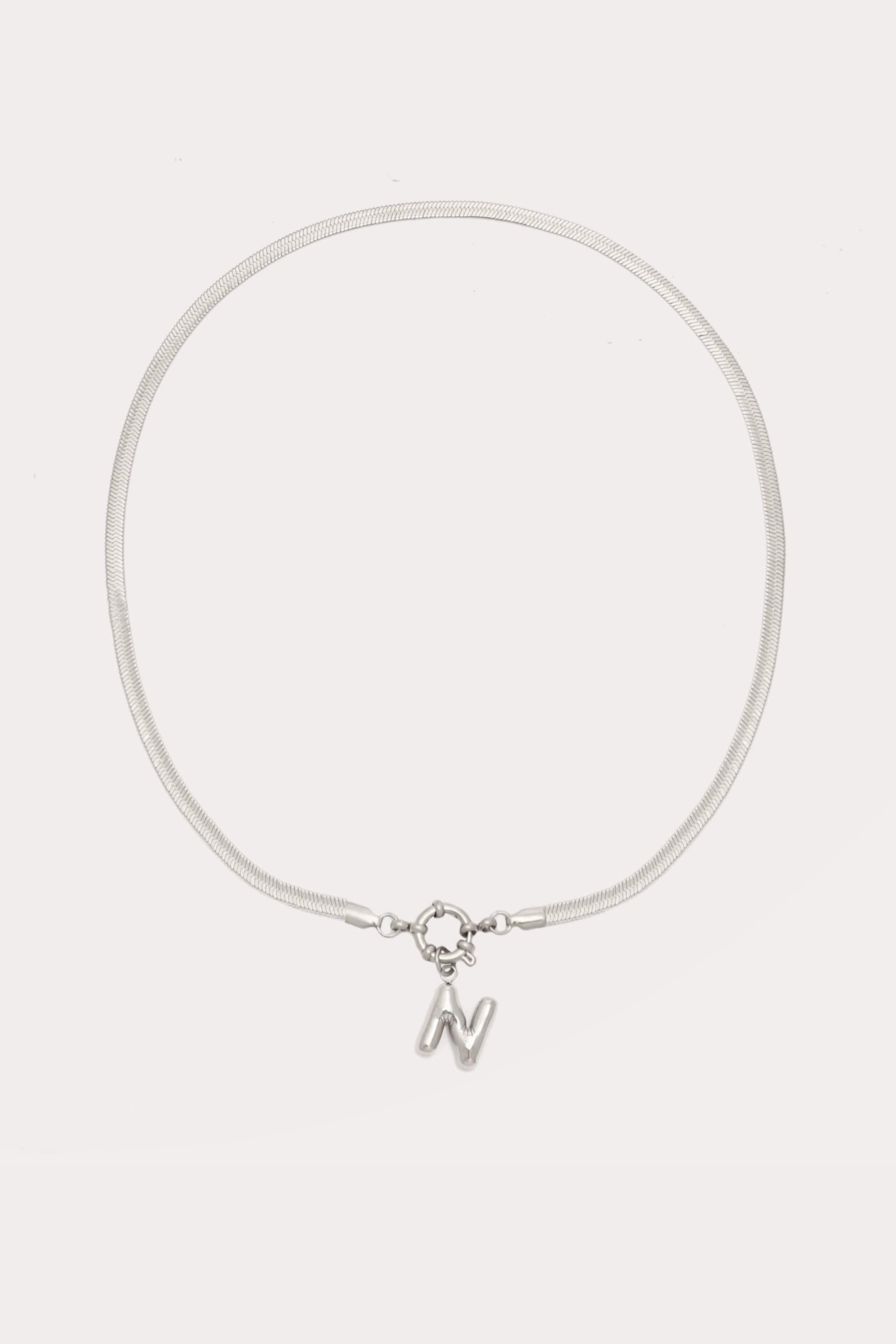 Bubble Initial Herringbone Necklace