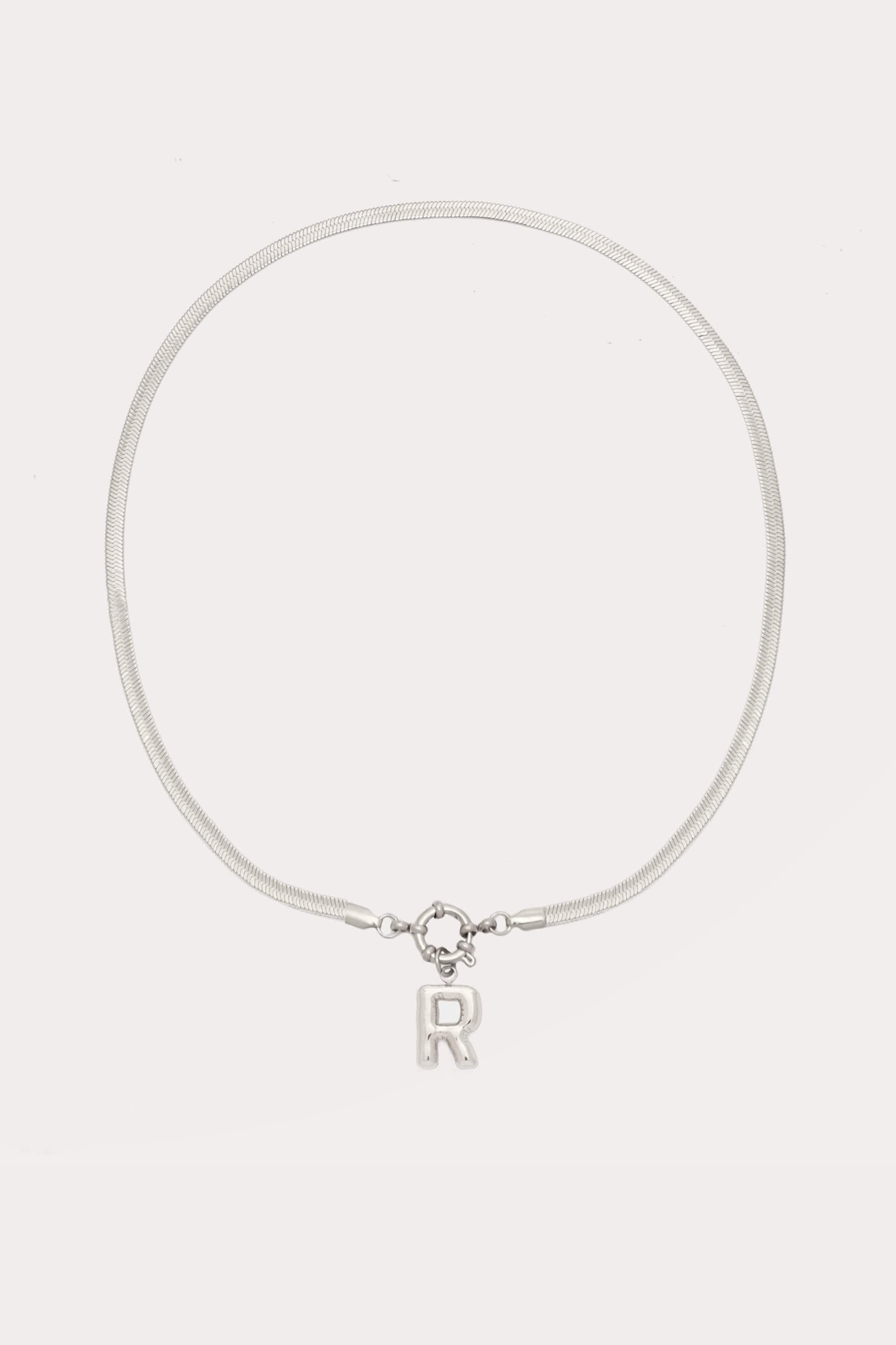 Bubble Initial Herringbone Necklace
