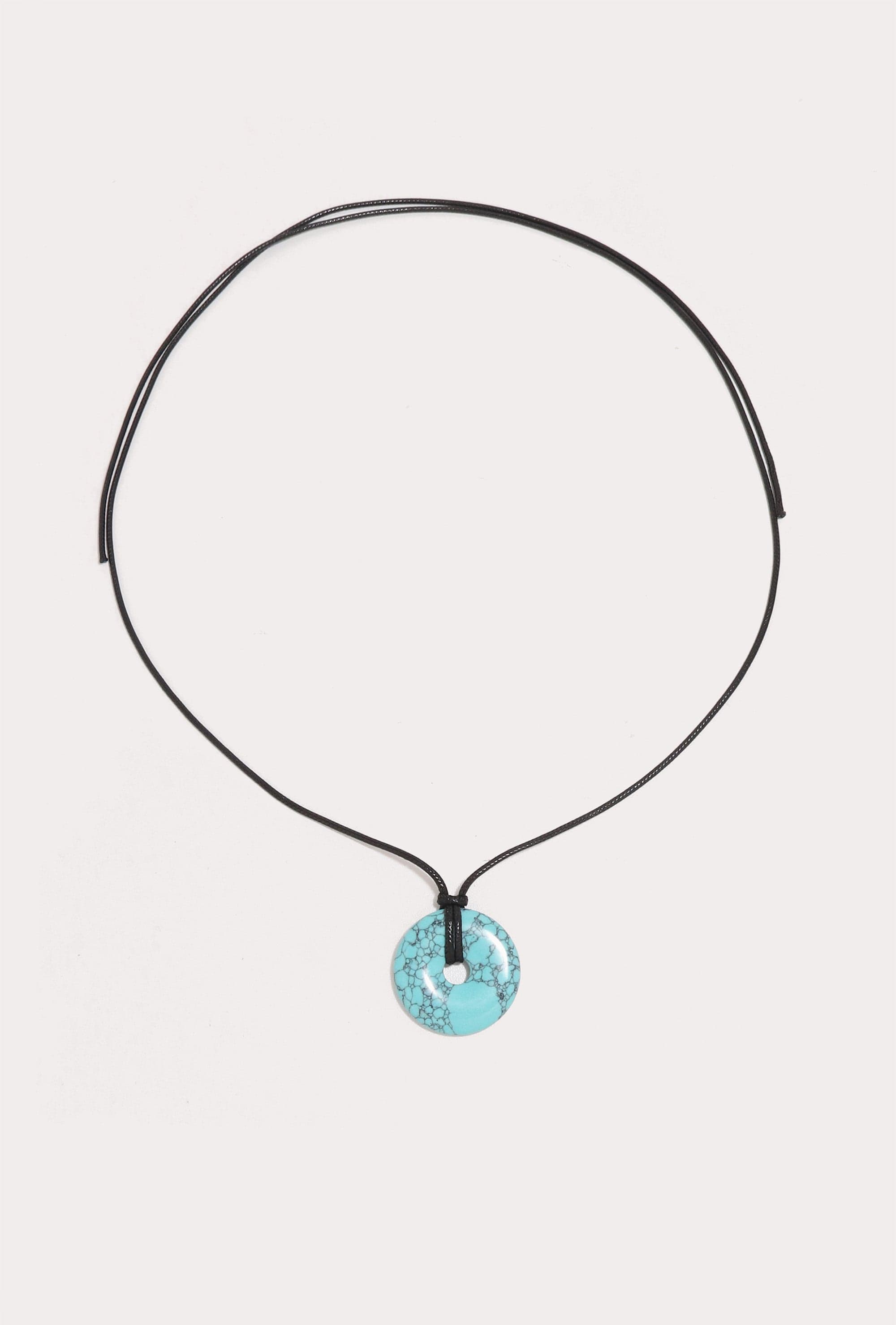 Stone Disc Corded Necklace