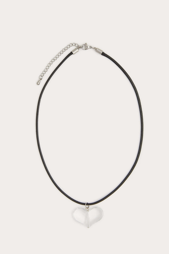 Clear Heart Corded Necklace